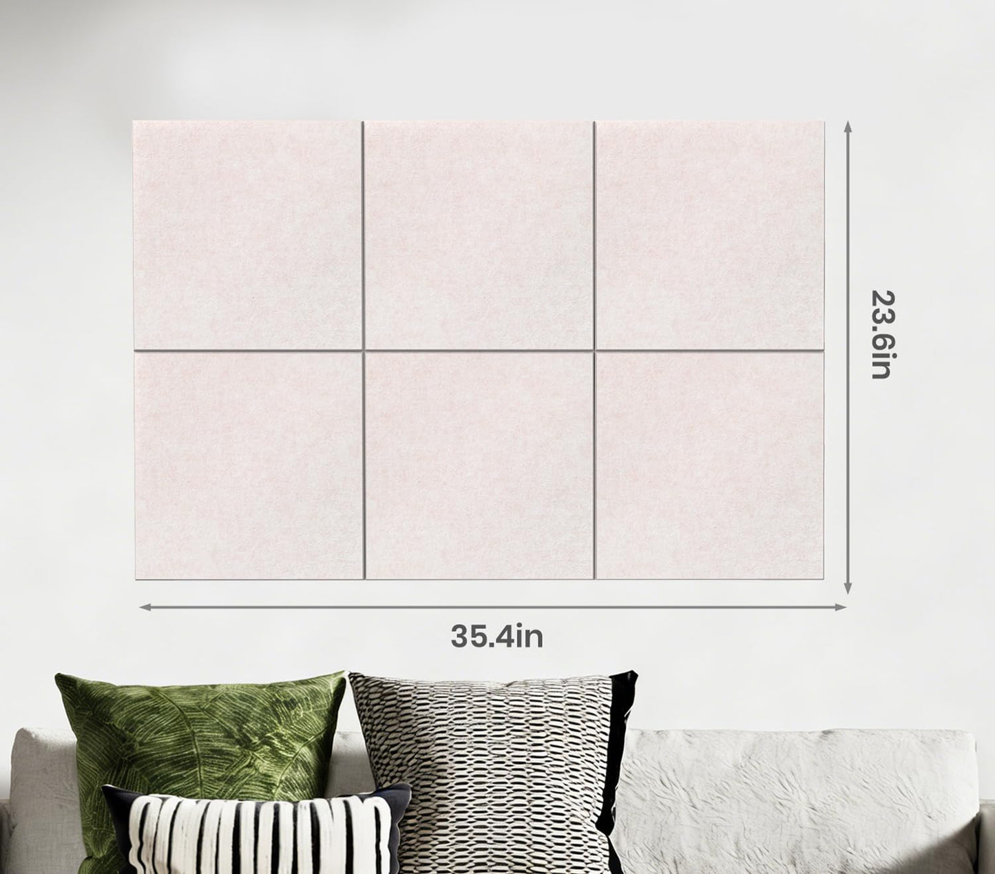 Large Cork Board Alternative 36" X 24" Bulletin Board - 6 Pack Removable Felt Wall Tiles with 20 pushpins, Large Cork Boards for Walls Cork Board for Office Pin Board Tack Board - Oatmeal