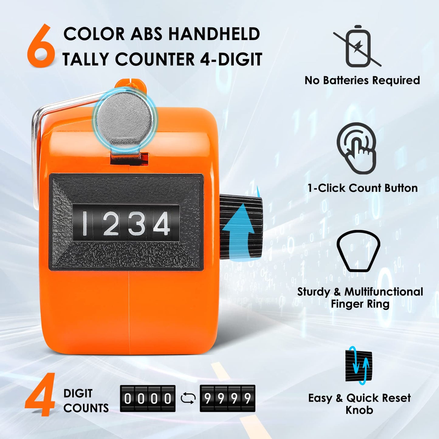 KTRIO Pack of 6 Colors Handheld Tally Counter, 4-Digit Clicker Counter for Knitting Stitch & Golf, Mechanical Pitch Counter for Coaching, Fishing, Lap, People Counting, Fidget & Toddler
