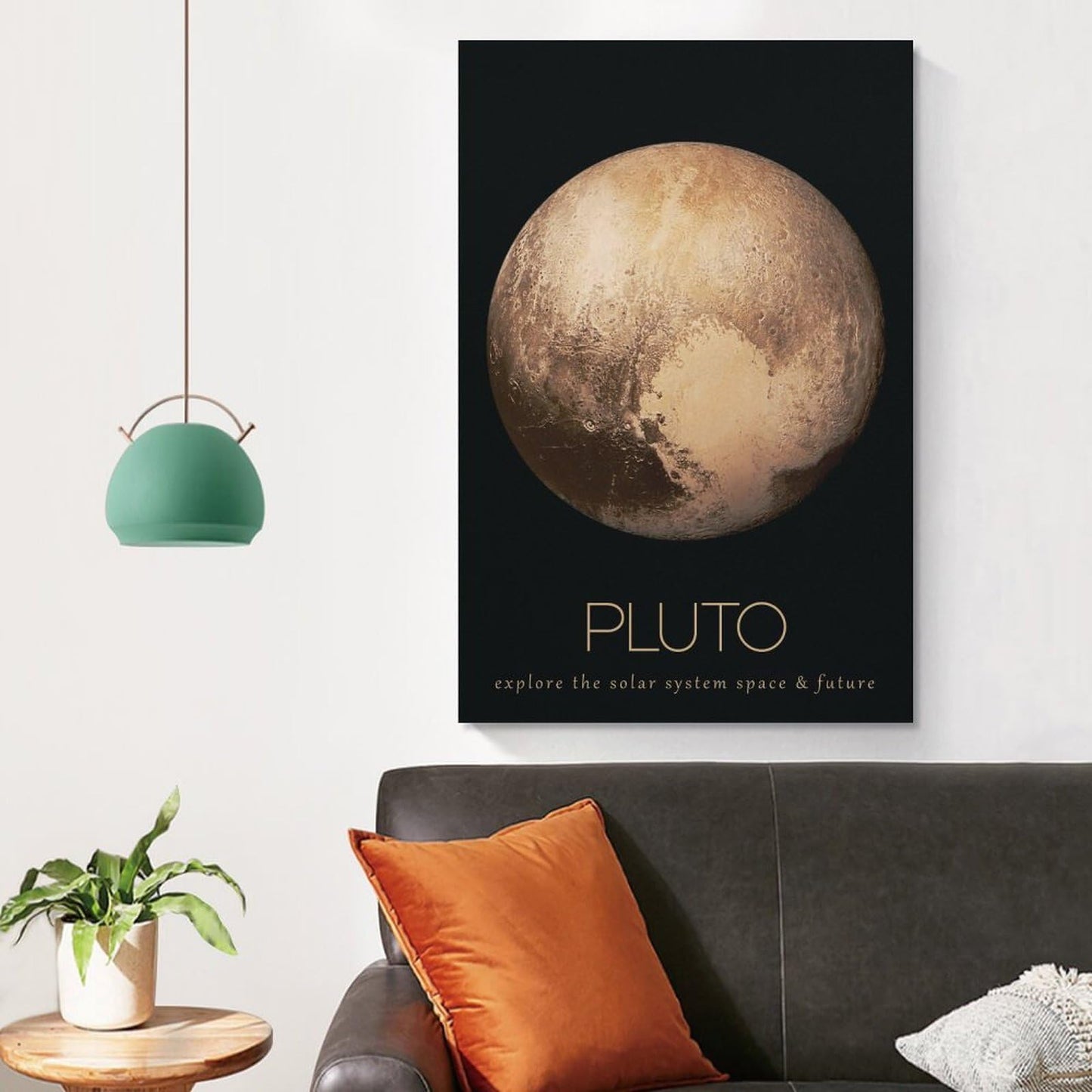 LGDSBHH Minimalist Pluto Solar System Canvas Wall Art - Educational Space Dwarf Planet Poster - Science Classroom & Kids Bedroom Decor - 12x18 Inch (Unframed)