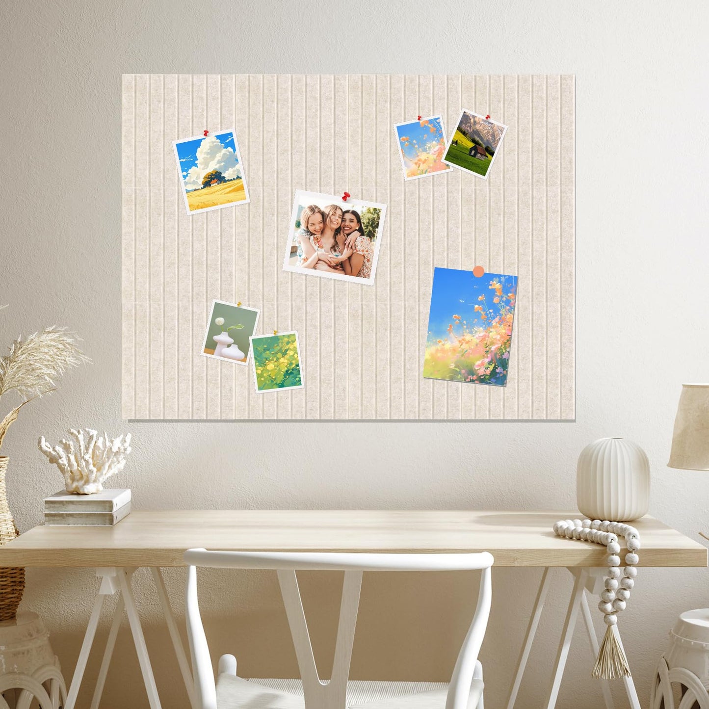 Felt Bulletin Board, 48"X 36" Felt Board for Wall, 12 Pack Felt Wall Tiles, with 70 Adhesive Tabs, Large Felt Bulletin Board Tiles, Cork Board for Room Office Decor, Classroom Pin Board (Oatmeal)