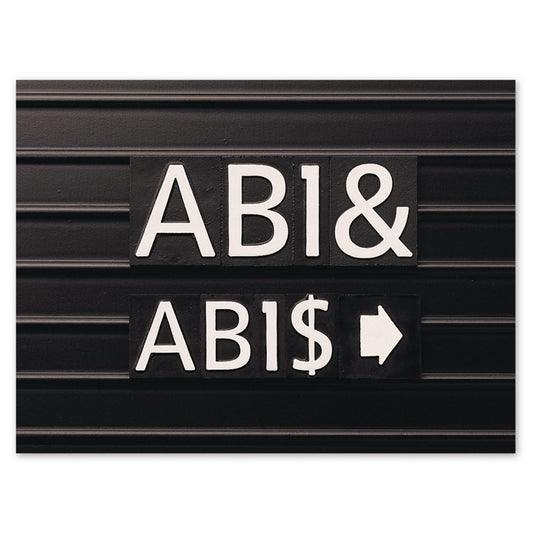 Quartet Characters for Magnetic Letter Boards, Helvetica Font, 1 Inch, 128 Characters per Set, White (M1)