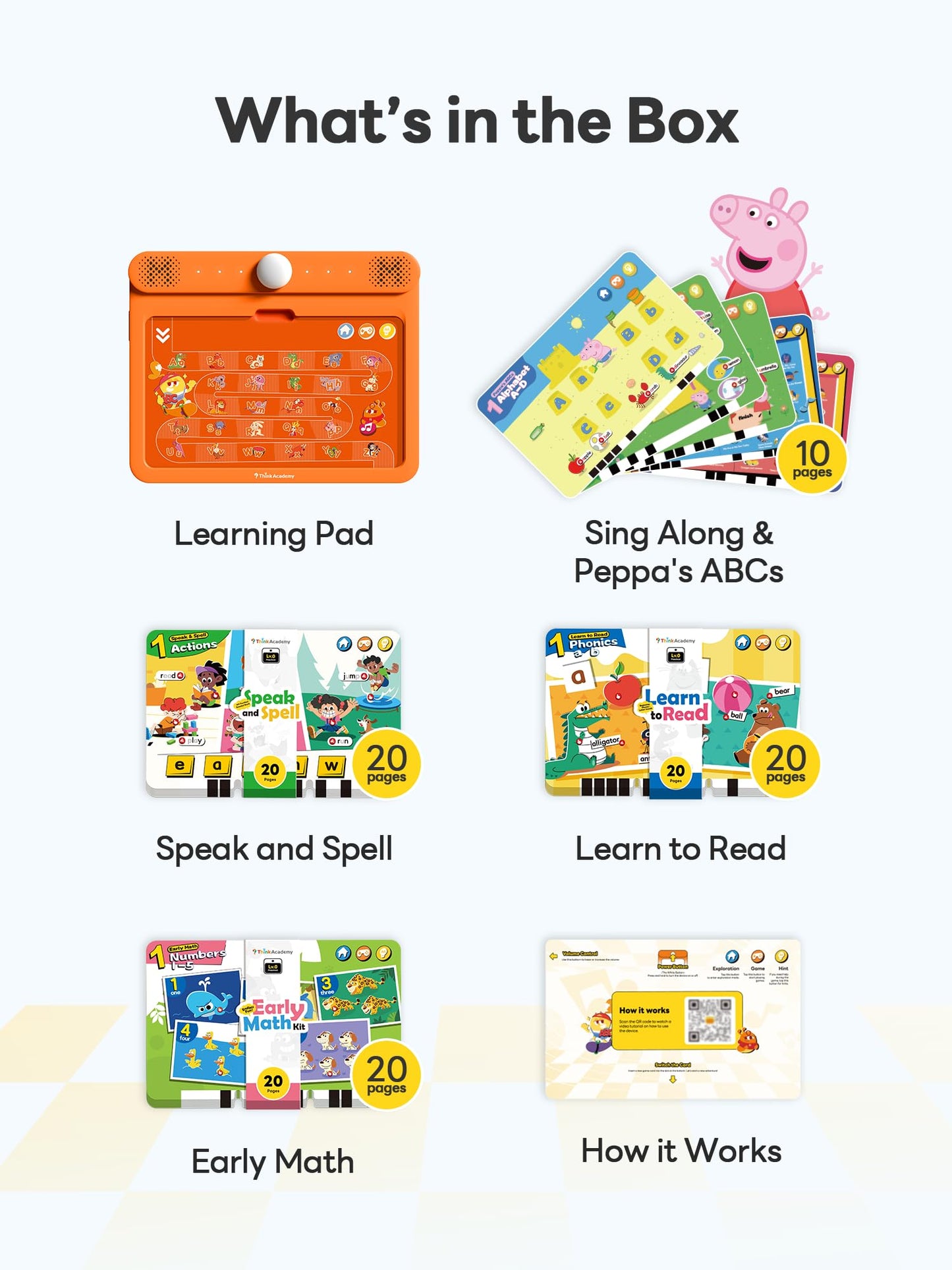 Think Academy Learning Pad - Screen Free Tablet with Flash Cards Inserted to Learn Alphabet, Numbers, Early Math, Logic, Nature and Daily Life, Educational Toys Gift for 3 4 5 Years Old Boys Girls
