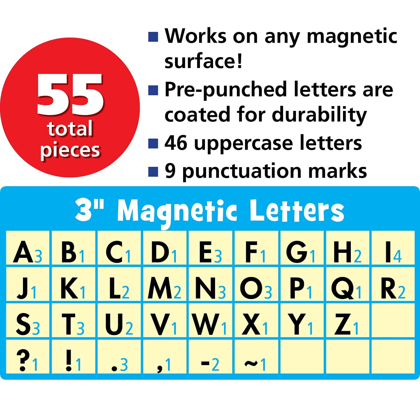 Teacher Created Resources Brights 4Ever Bold Block 3" Magnetic Letters