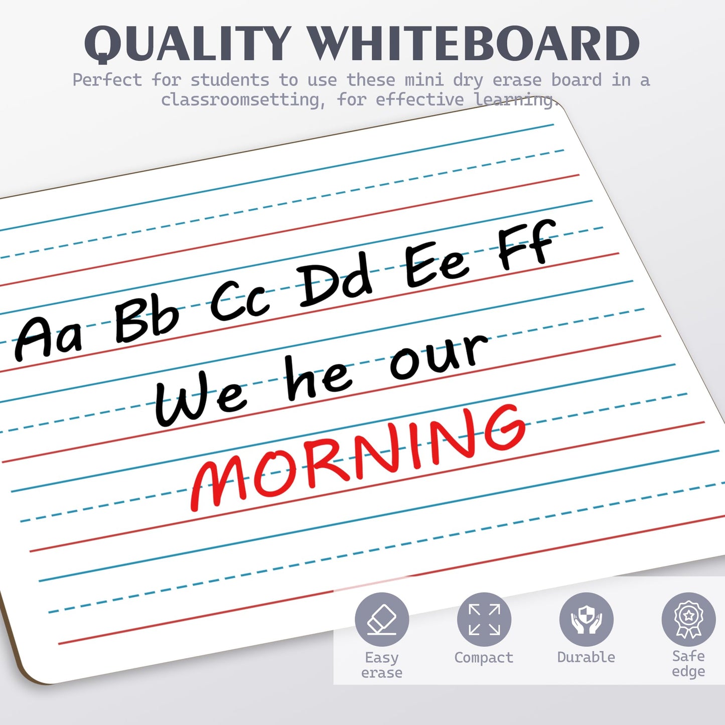 2pack 9x12 inches Dry Erase Board Lapboard Reusable Lined Erasable Ruled Writing Note Pad Lapboard,Blank Whiteboard on Reverse Mini Whiteboard,Small White Board Dry Erase for Classroom