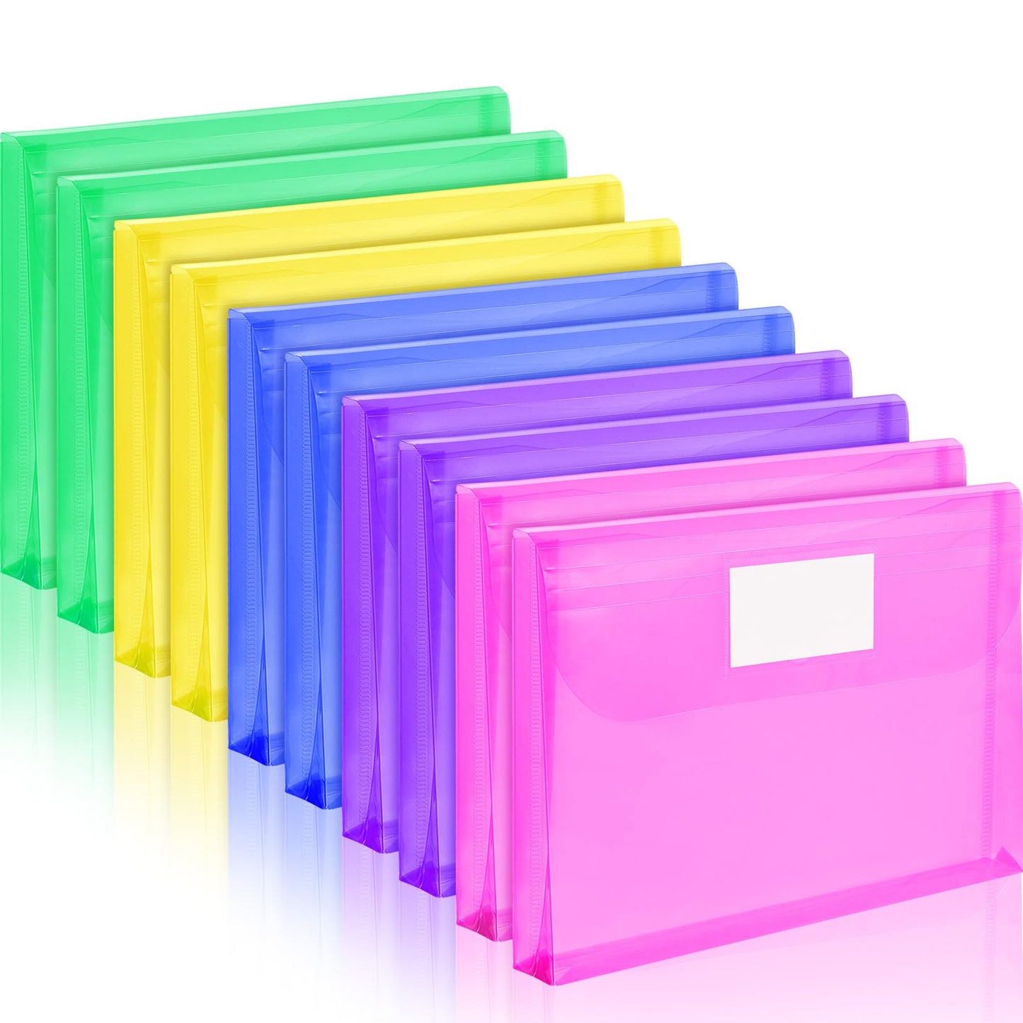 Forvencer Binder Pocket, 4X Regular Capacity, 10 Pack Super Heavyweight Plastic Folders with Tight Closure, Folders with Pockets Side Loading, Binder Organizer, Binder Dividers, Letter Size, Extended