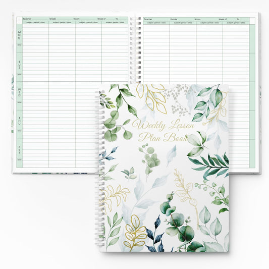 SUNEE 8 Period Teacher Lesson Plan Book - Days Vertically, Undated Teacher Planner 2026-2027 Academic Year, 8.5 x 11 Inch, 104 Pages/52 Sheets (40 Weeks), Waterproof PVC Cover, Back Pocket, Full Leaf