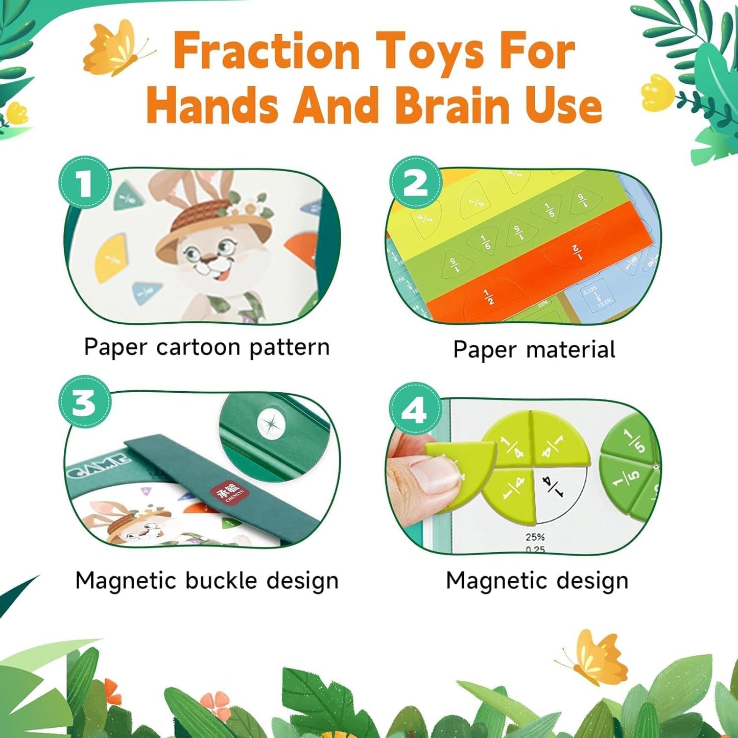 Magnetic Fraction Demonstration Book, 102PCS Magnetic Fraction Tiles, Fraction Manipulatives, Score Disk Demonstrator Math Puzzle Manipulatives for Elementary School, Learning Toys Set for Kids