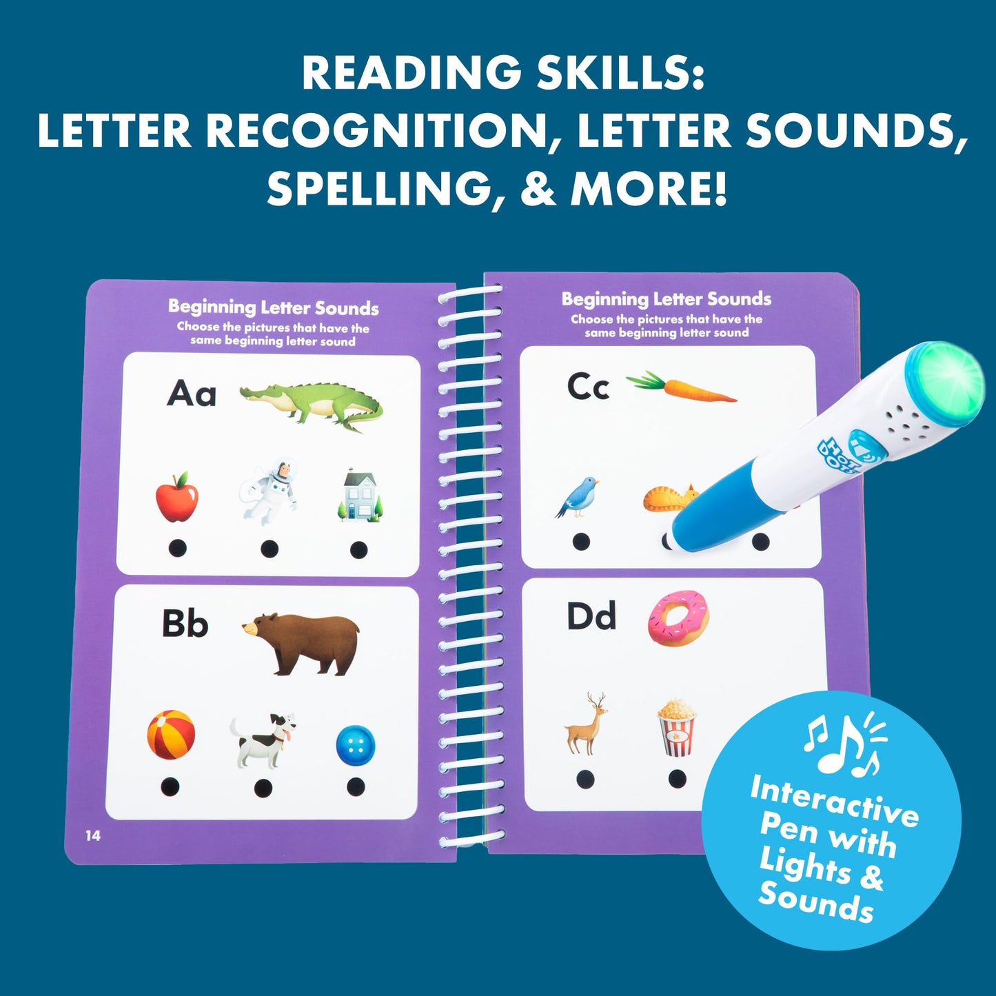 Educational Insights Hot Dots Preschool Essentials: Reading & Math Workbook - Preschool Workbooks with Interactive Pen, Homeschool Learning Books, Build Toddler Reading & Math Skills, Ages 4+