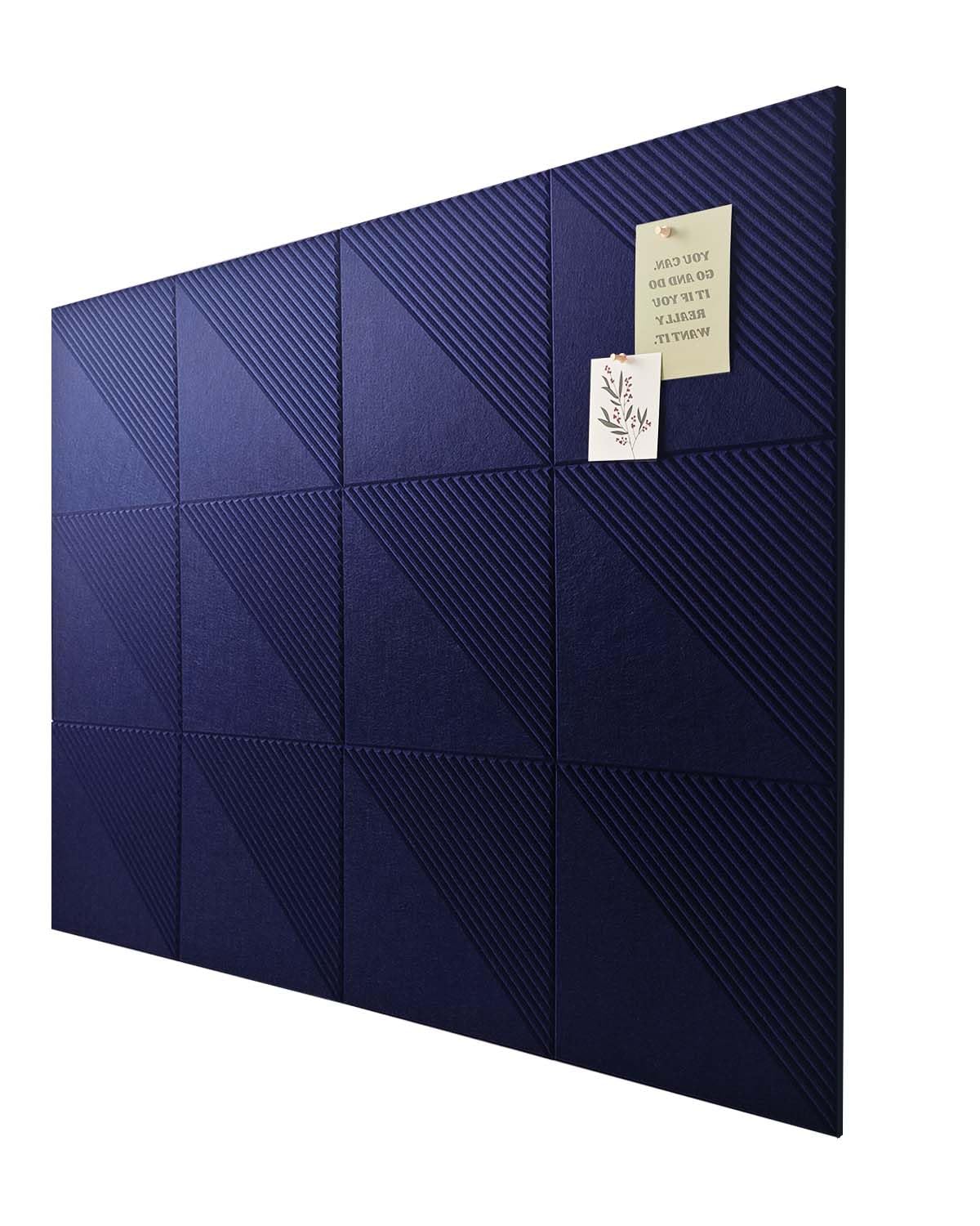 Large Cork Board for Walls 48"x 36", 12 Pack Felt Wall Tiles with Safe Removable Adhesive Tabs, Cork Board for Office,Pinboard Bulletin Board - Dark Blue