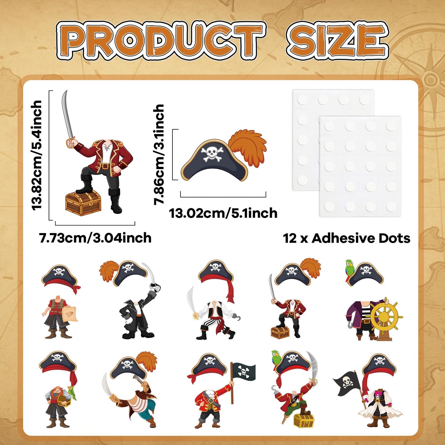 60pcs Pirate Cutouts Pirate Treasure Theme Bulletin Board Decorations Skull Hat Paper Cut-Outs Nautical Adventure Classroom Decor for Boy Girl DIY Craft Photo Kindergarten Preschool Wall Door Supplies