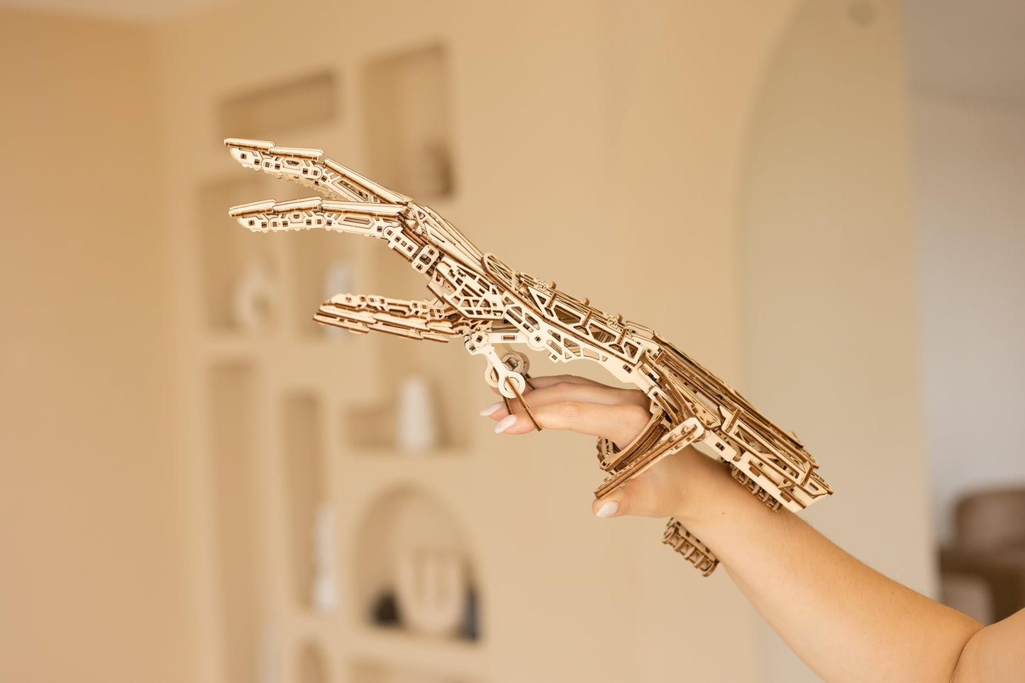Wood Trick Cyber Robotic Hand 3D Wooden Puzzles for Adults to Build - Wooden Models Engineering DIY Project Mechanical 3D Puzzles Model Kits for Adults