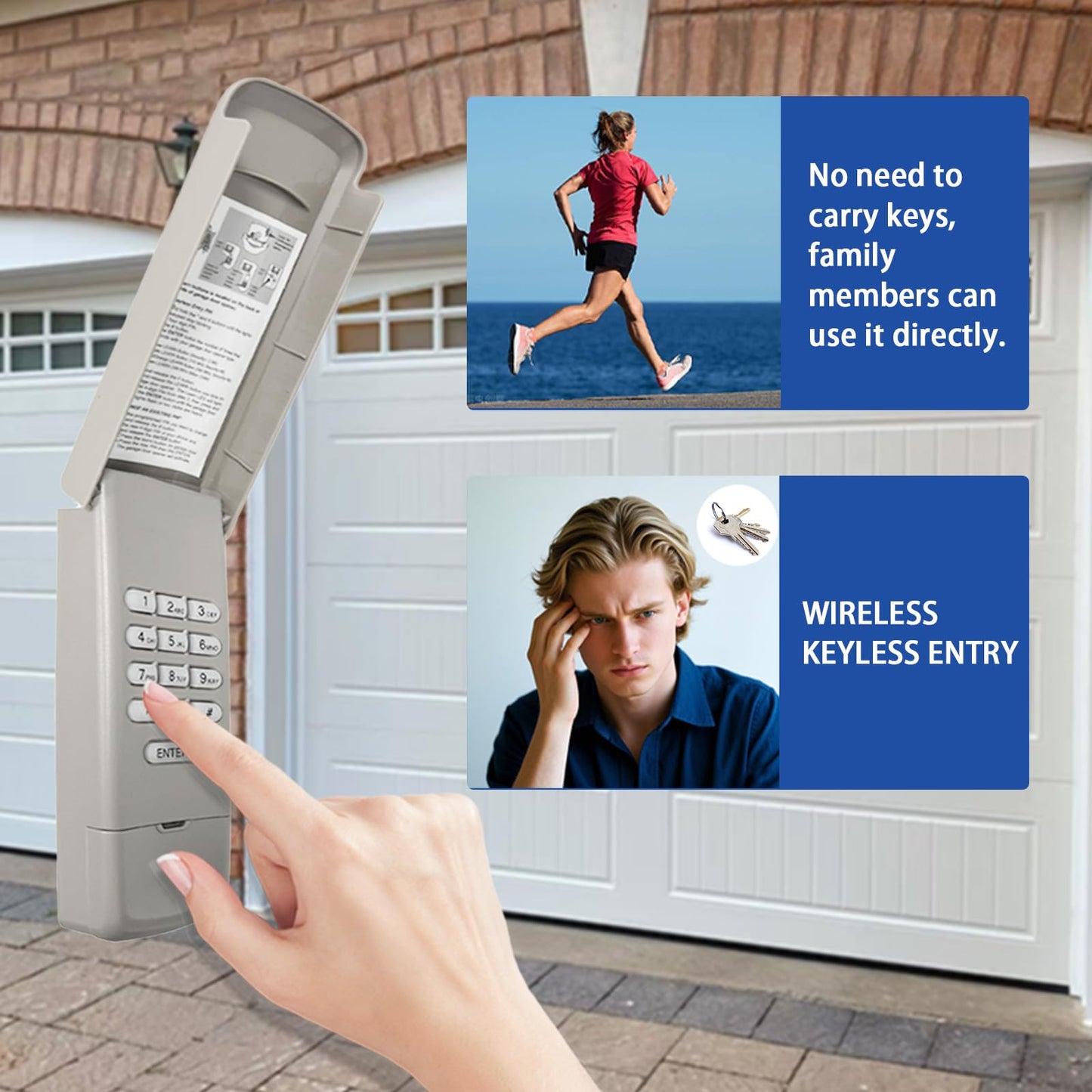 Garage Door Opener Keypad Compatible with Liftmaster Chamberlain Craftsman Garage Door Opener with 315/390 MHZ Learn Button Since 1993, Replace 877Max 878Max Garage Door Keypad Wireless Keyless Entry