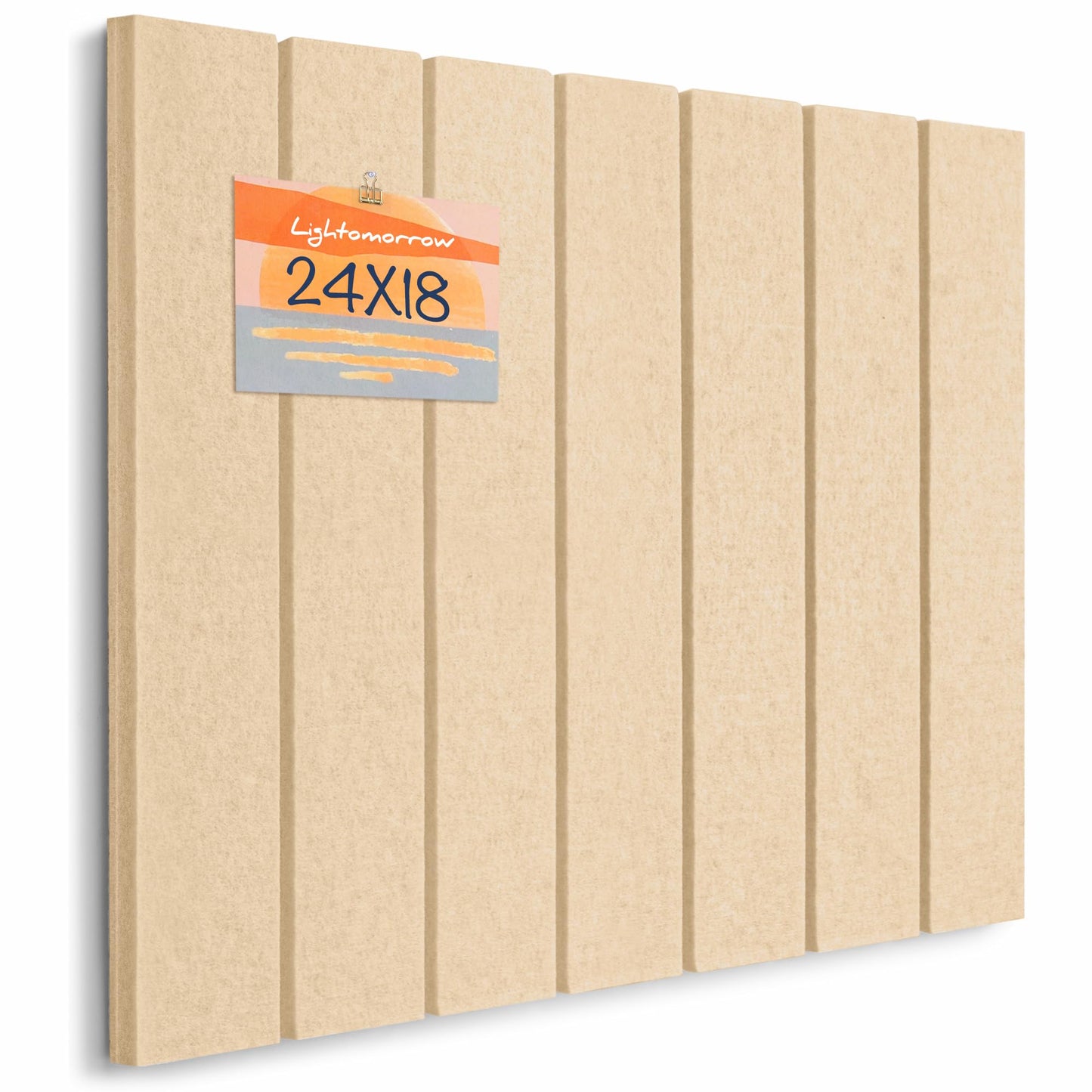 Lightomorrow Bulletin Board, 24 x 18 inches Felt Board Decorative Pin Board, 4' x 3' Cork Board Alternative for Wall, Foldable Photo Board with 20 Pushpins - Beige Brown Stripes