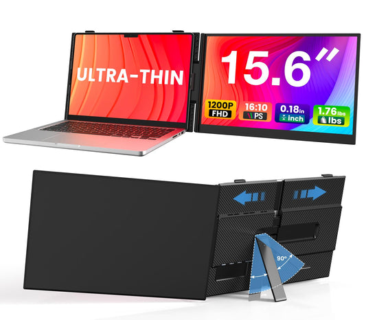Laptop Screen Extender, Ultra-Thin 15.6" FHD 1200P 16:10 Portable Monitor for Laptop, Lightweight Dual Monitor Extender Plug & Play for 14.2"-17.3" Laptops, Compatible with Wins/Mac/Chrome/Linux