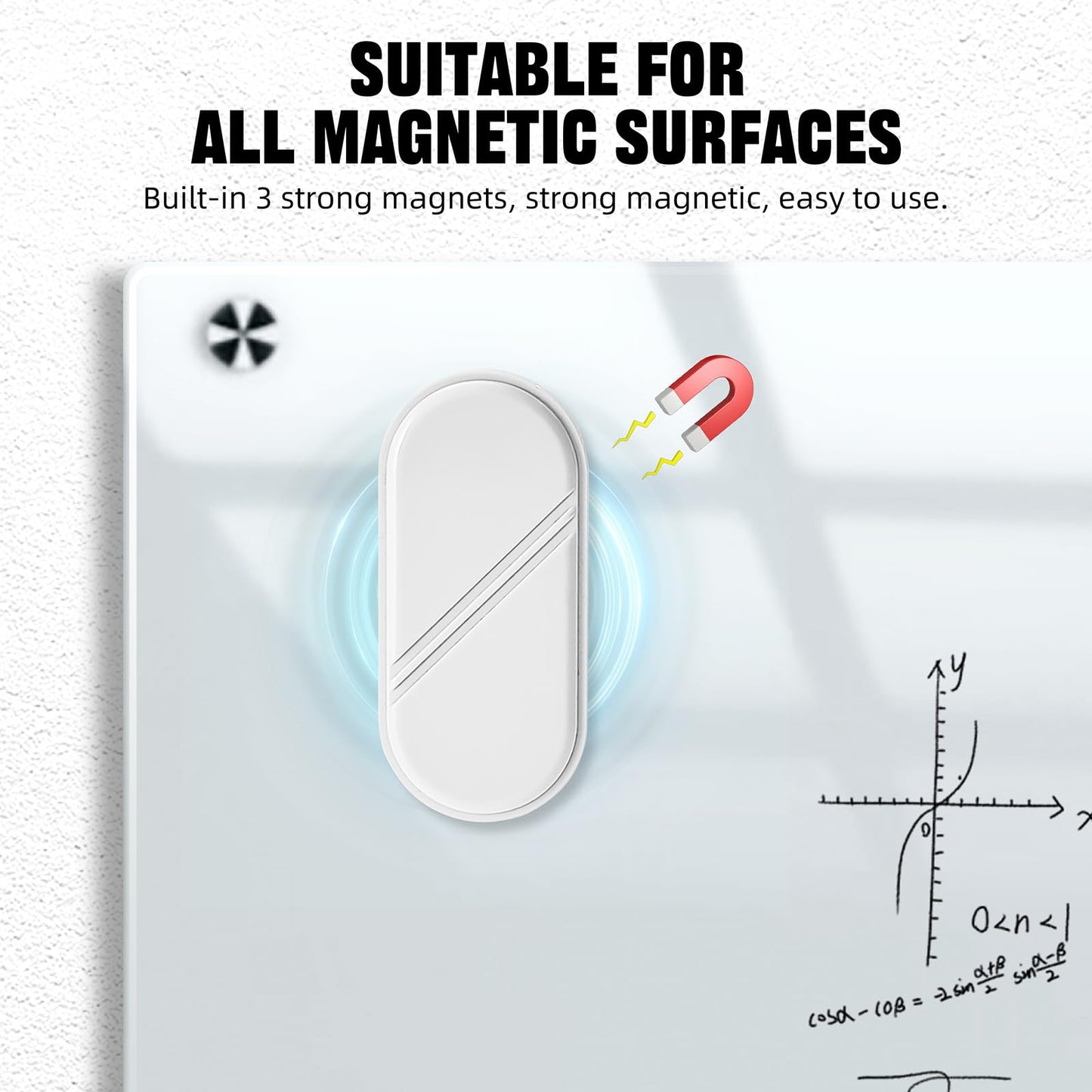 FUNISKETCH Dry Erase Eraser, Detachable Magnetic White Board Erasers - 2 Pack,Glass Board Glass Whiteboard Eraser for Office and School Supplies (White)
