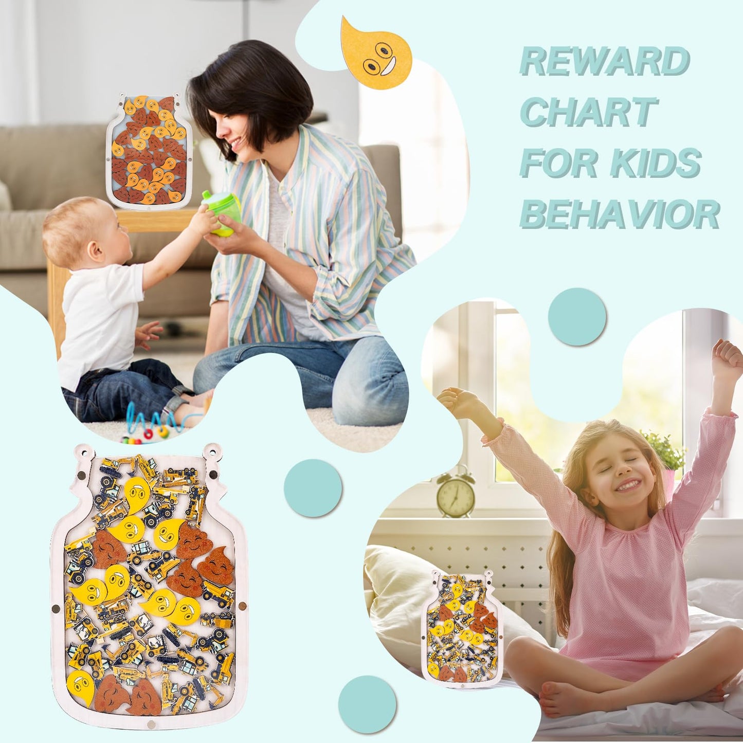 102 Construction Reward Jar for Toddlers, Reward Chart for Kids, Reward System Behavior Chart for Kids 8.8" X 12" Incentive Chart for Boys Girls Classroom Students Kids Behavior Management Tools