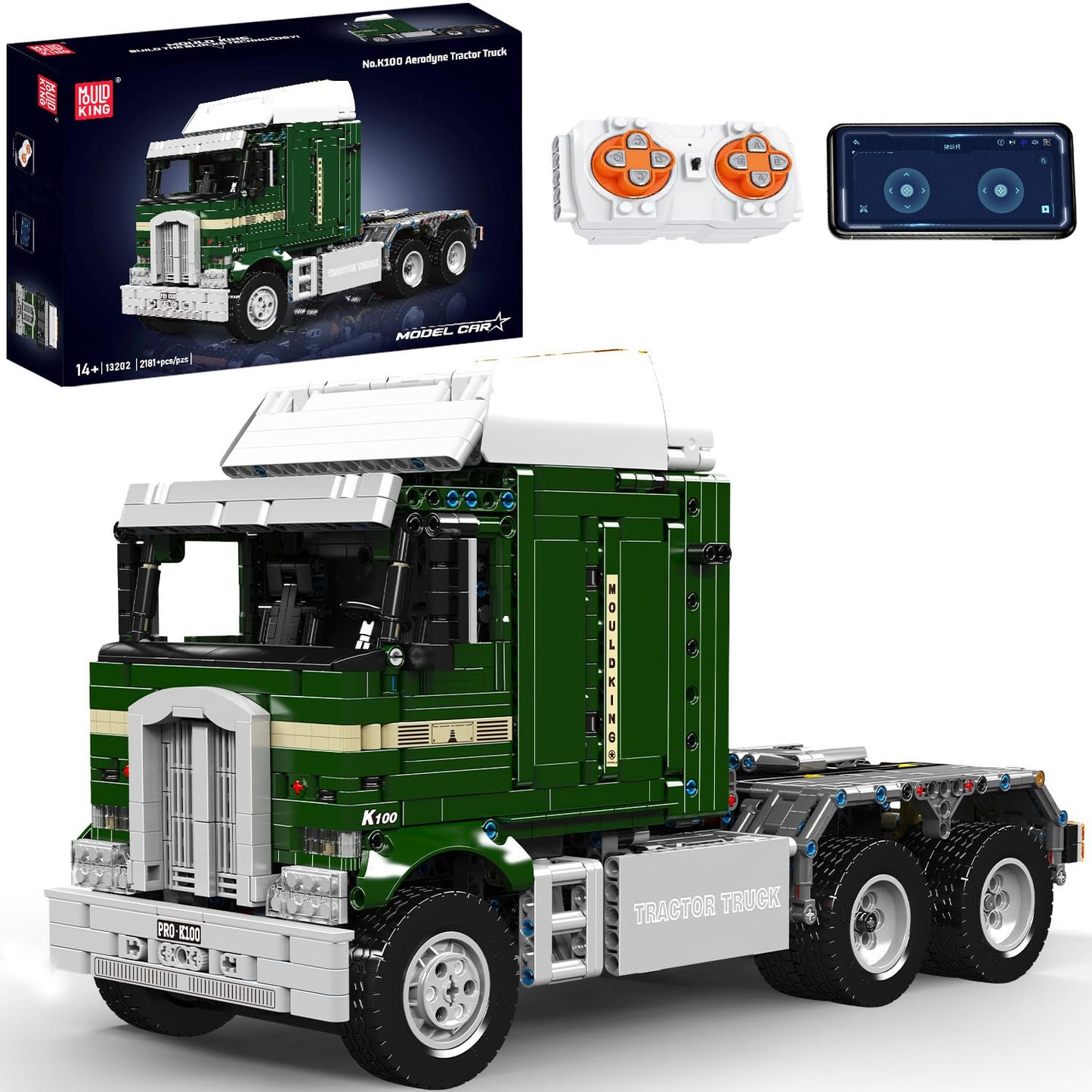 Mould King Mobile Truck Construction Toys, APP & RC Control Motorized Semi Trucks Building Blocks Kit, DIY Assembly STEM Car Model for Adults - Perfect for Creative Play and Learning (2181+)