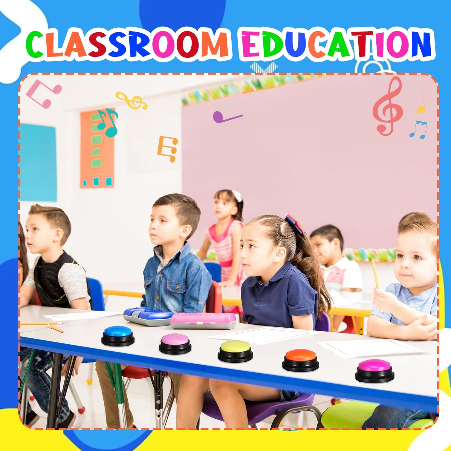 Ovveroche 8 Pieces Recordable Answer Buzzers Button Answer Buzzers Game Show Buzzer Recordable Button Classroom Buzzers Perfect for Study Office Home and Pet Buttons Training Toy
