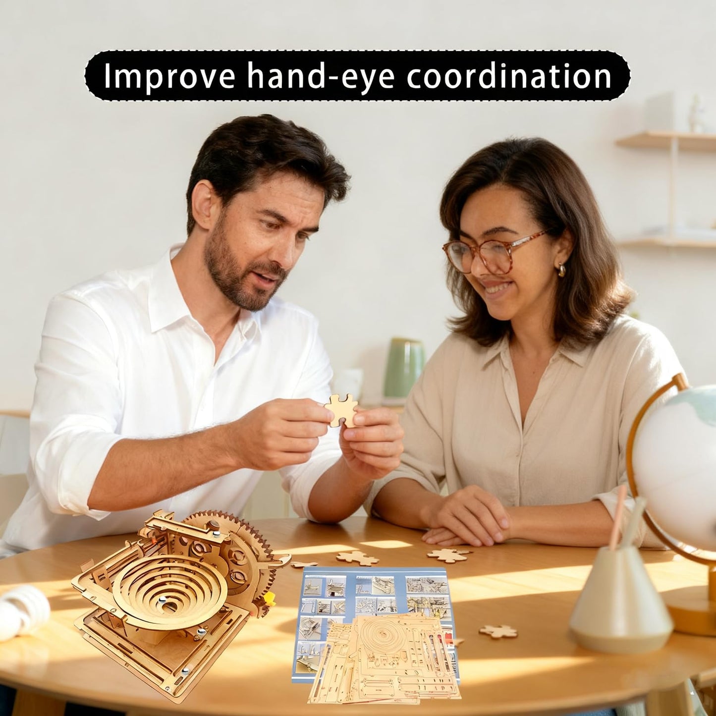 3D Puzzle Wooden Marble Run for Adults DIY Model Kit Assembly Wood Crafts Mechanical Puzzle for Teen Age 14+ Years Old