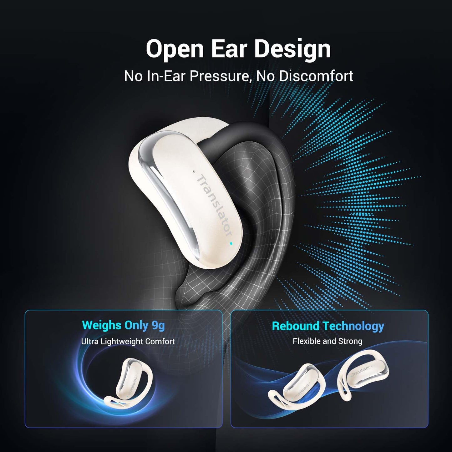Wooask AI Translator Earbuds, 144 Language Translator OWS 3-in-1 AI Translation Earbuds Real Time F56 Beige (with Offline Package (Lifetime Free))