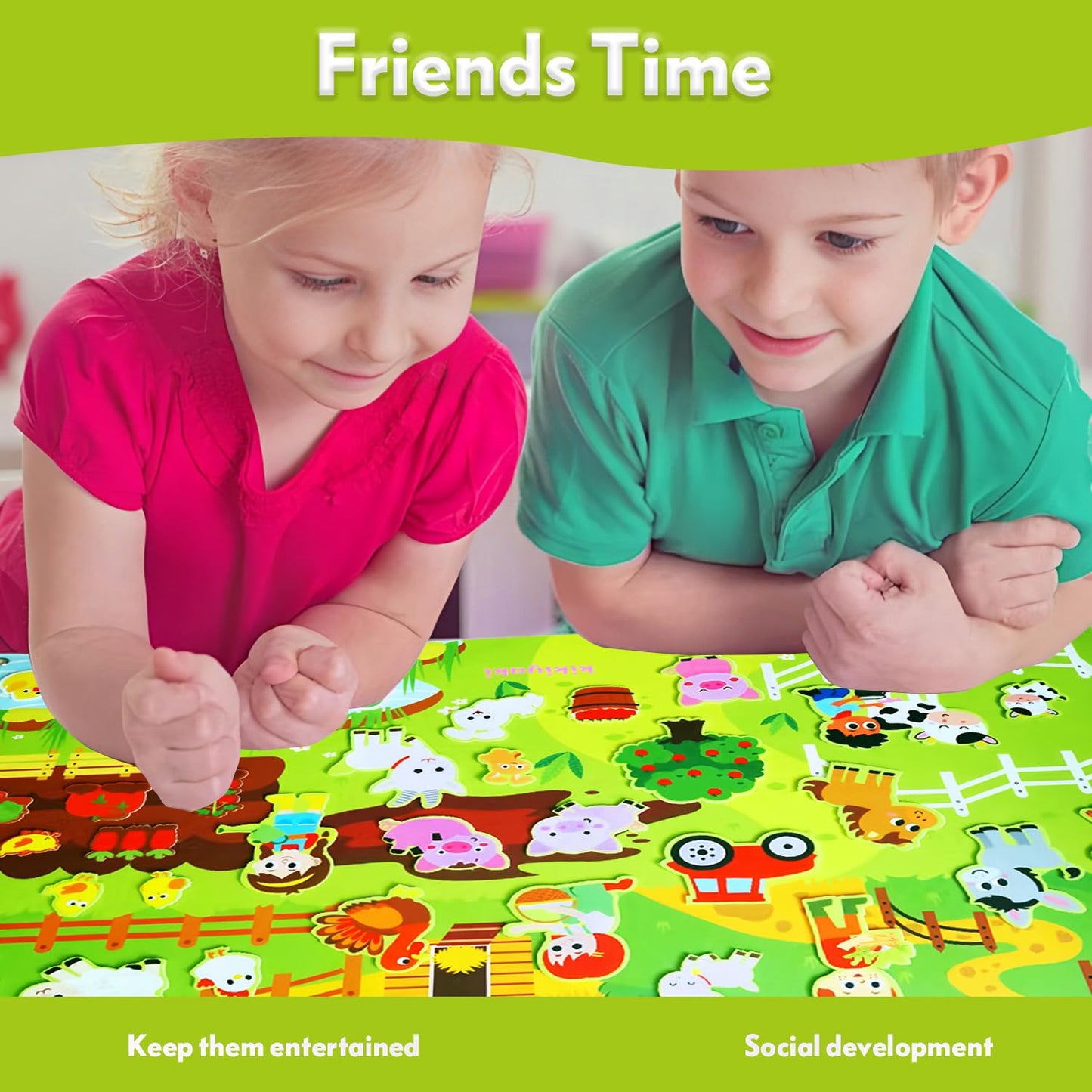 Kikiyaki Felt Board for Toddlers Play Farm Animals Story Sets, Large Wall Activity Busy Board for Kids, Montessori Toys, Barnyard Theme Interactive Sensory Toys, Preschool Learning Play Kit, Classroom