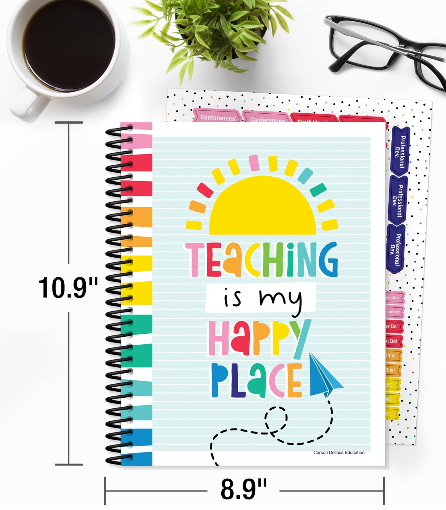 Carson Dellosa Happy Place Teacher Planner 2026-2027, Undated 8" x 11" Lesson Plan Book with Retro Stickers, Class Schedule, Weekly Calendar, Classroom Must Haves, Homeschool and School Supplies