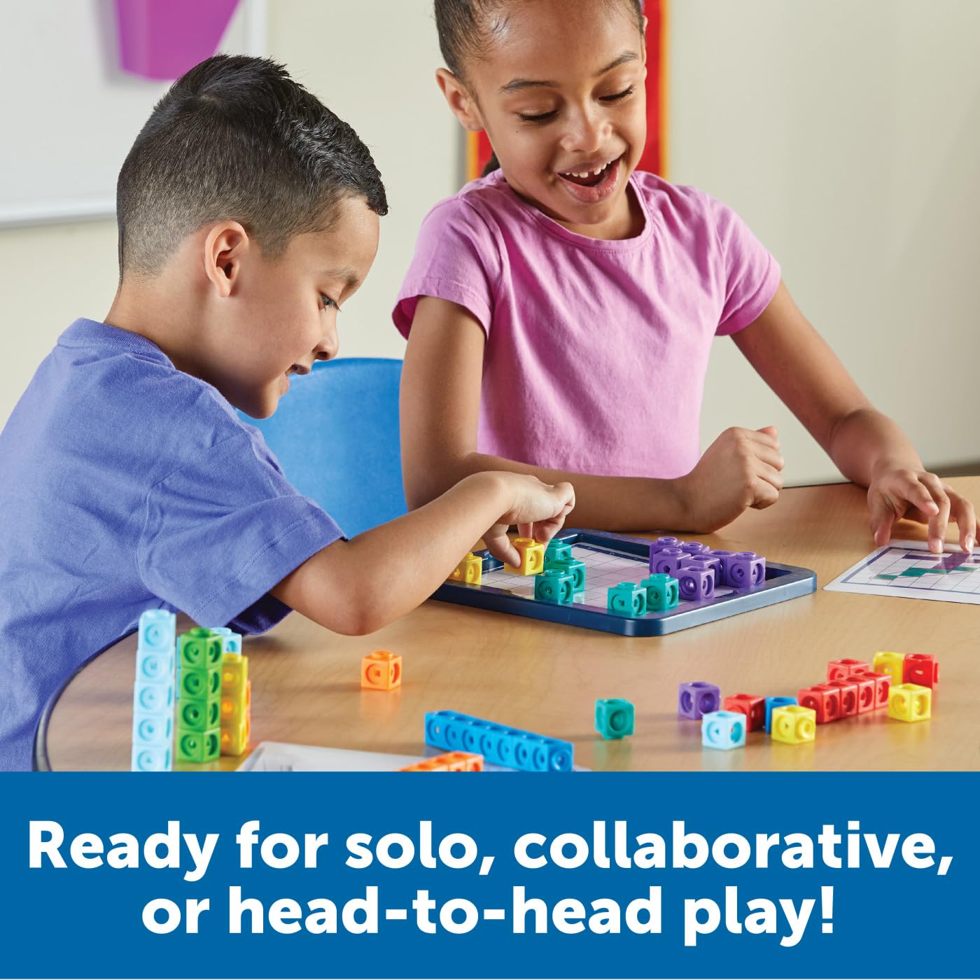 Learning Resources MathLink Cubes Brain Puzzle Challenge, 80 Pieces, Ages 5+, Classroom Must Haves, Preschool Activities, Teacher School Supplies, Math Manipulatives