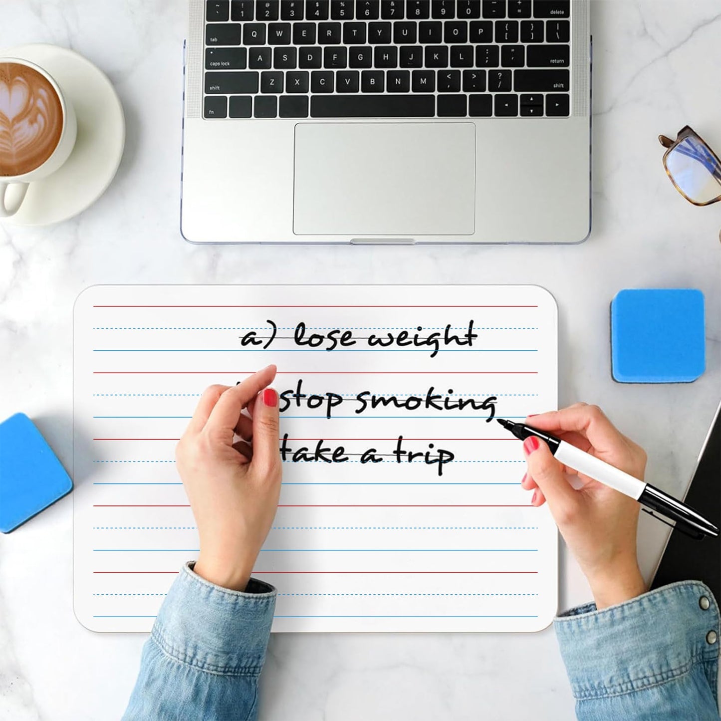 2pack 9x12 inches Dry Erase Board Lapboard Reusable Lined Erasable Ruled Writing Note Pad Lapboard,Blank Whiteboard on Reverse Mini Whiteboard,Small White Board Dry Erase for Classroom