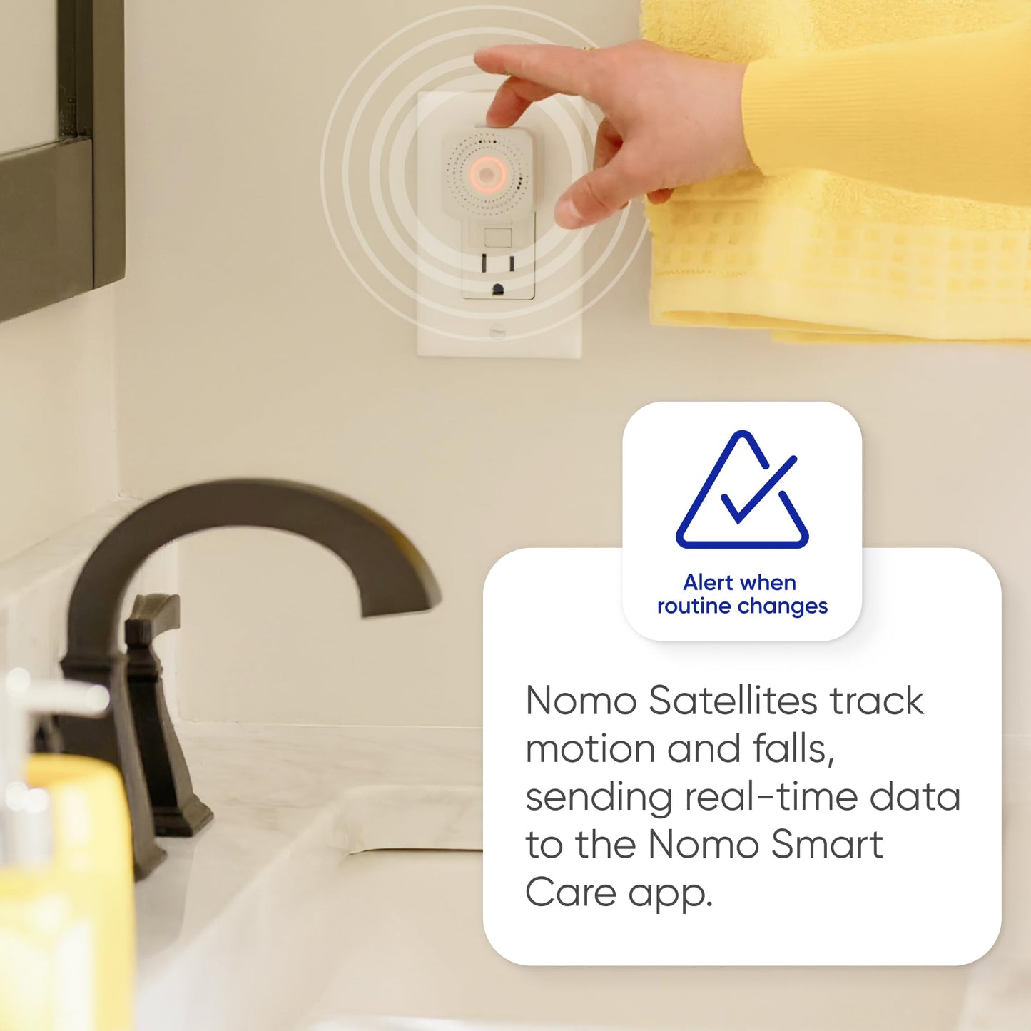 Nomo Smart Care Satellite - Eliminate Dead Zones & Boost Signal - Motion & Light Detector - Works w/Nomo Smart Care System - 1 Pack