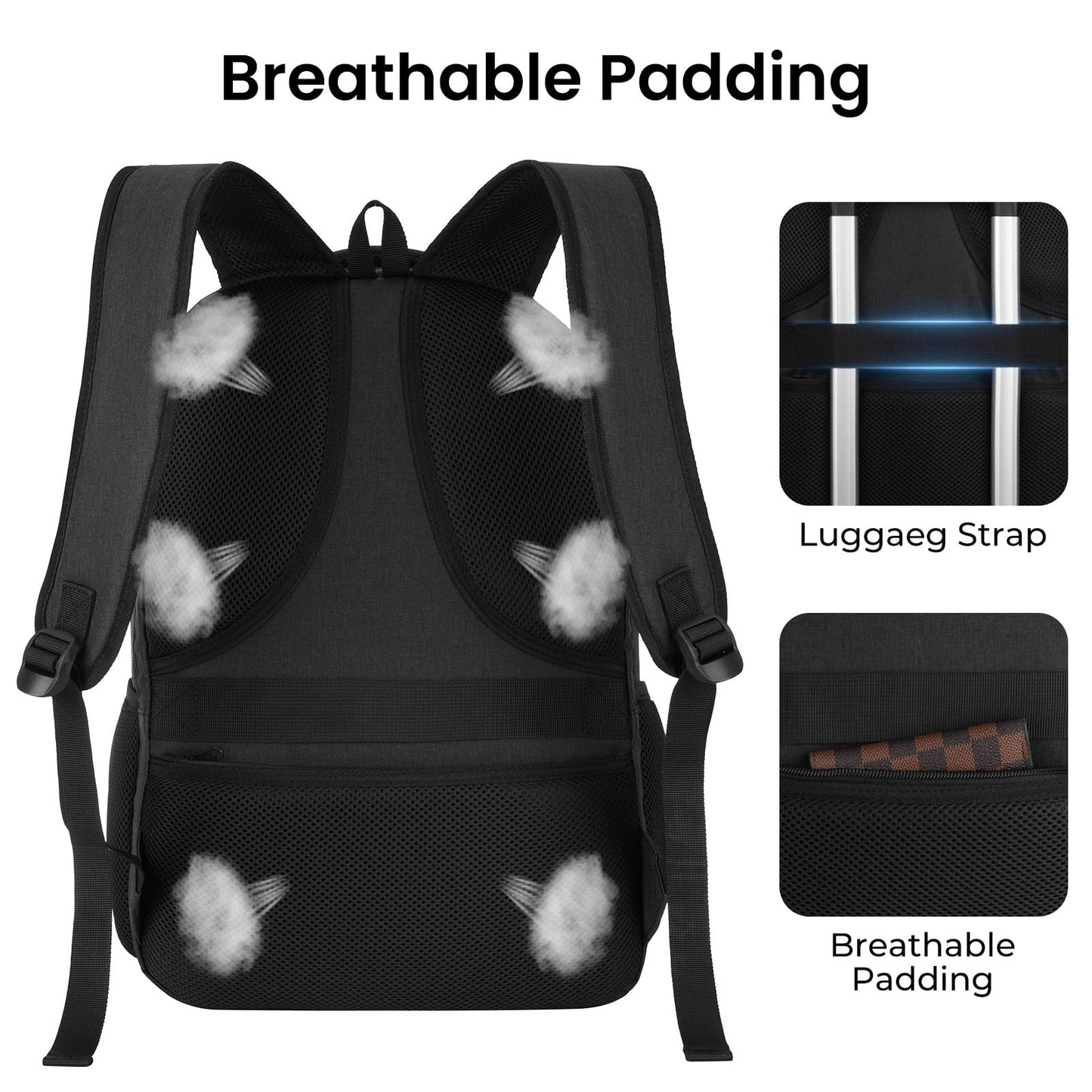 BIKROD Backpack for Men and Women, School Backpacks for Teen Boys Girls, Water Resistant Sturdy Anti Theft Travel Laptop Backpack, Black Student Bookbag Fits 15.6 Inch Laptop, Gifts