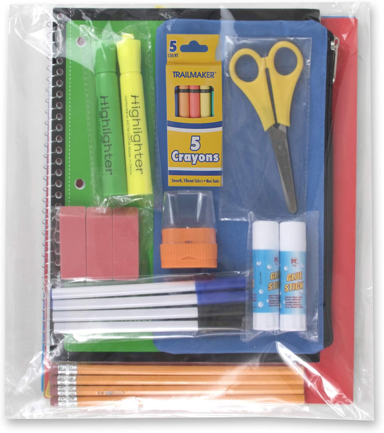 School Supplies Kit for Girls, Boys Back to School Supplies Bundle Pack 30 Piece School Supply Box Set for Kids Kindergarten, Elementary K-8 Includes Notebook, Folders, Pens, Pencils, and More