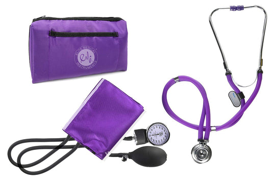 EMI Professional Deluxe Purple Aneroid Sphygmomanometer and Sprague Rappaport Stethoscope Set Kit #330