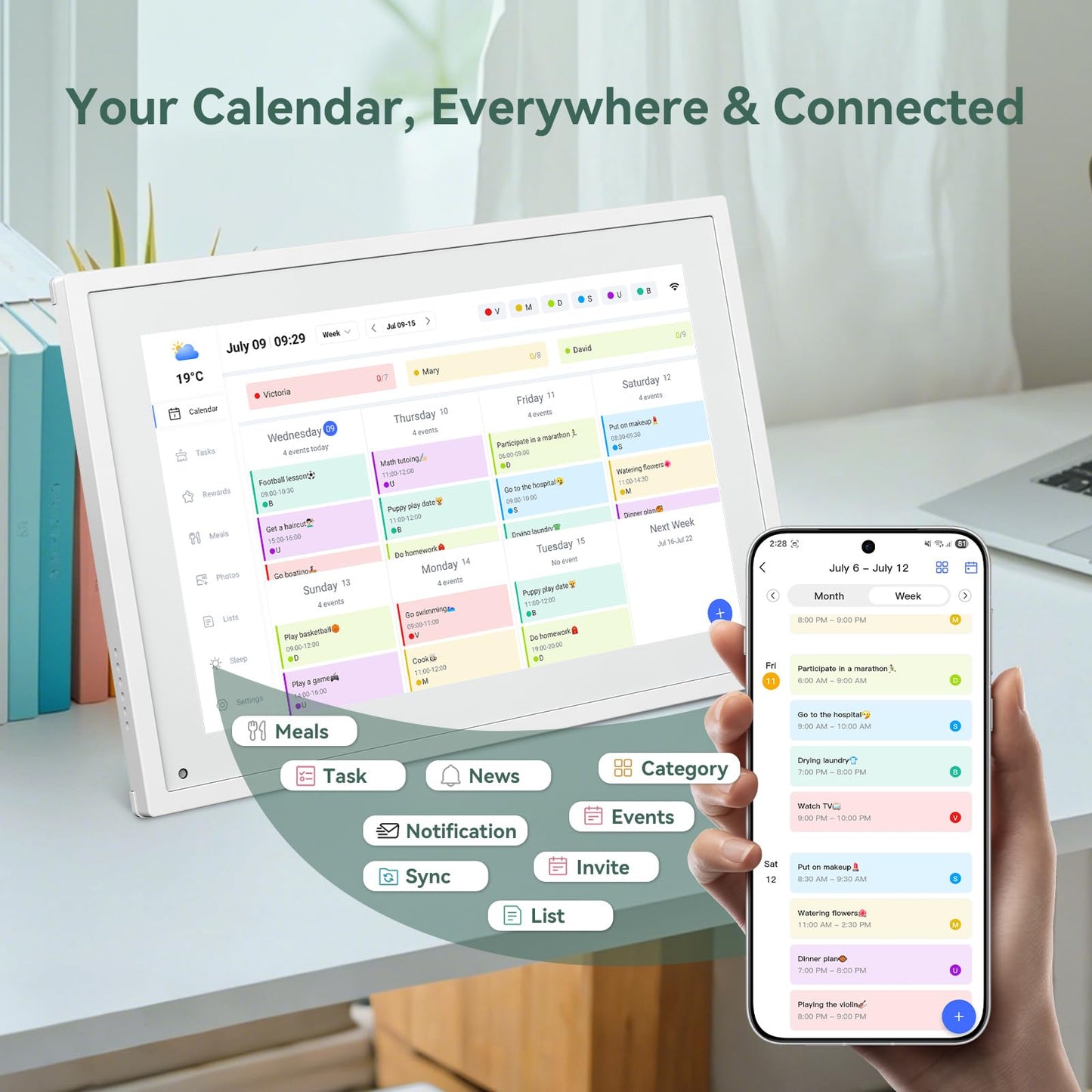 Digital Calendar,10.1 Inch Planner Electronic Calendar&Chore Chart,Smart Calendar Touchscreen Interactive Display for Family Schedules,Bussiness Working tasks,Great for Organizing Your Routines,Gifts for Women Mom