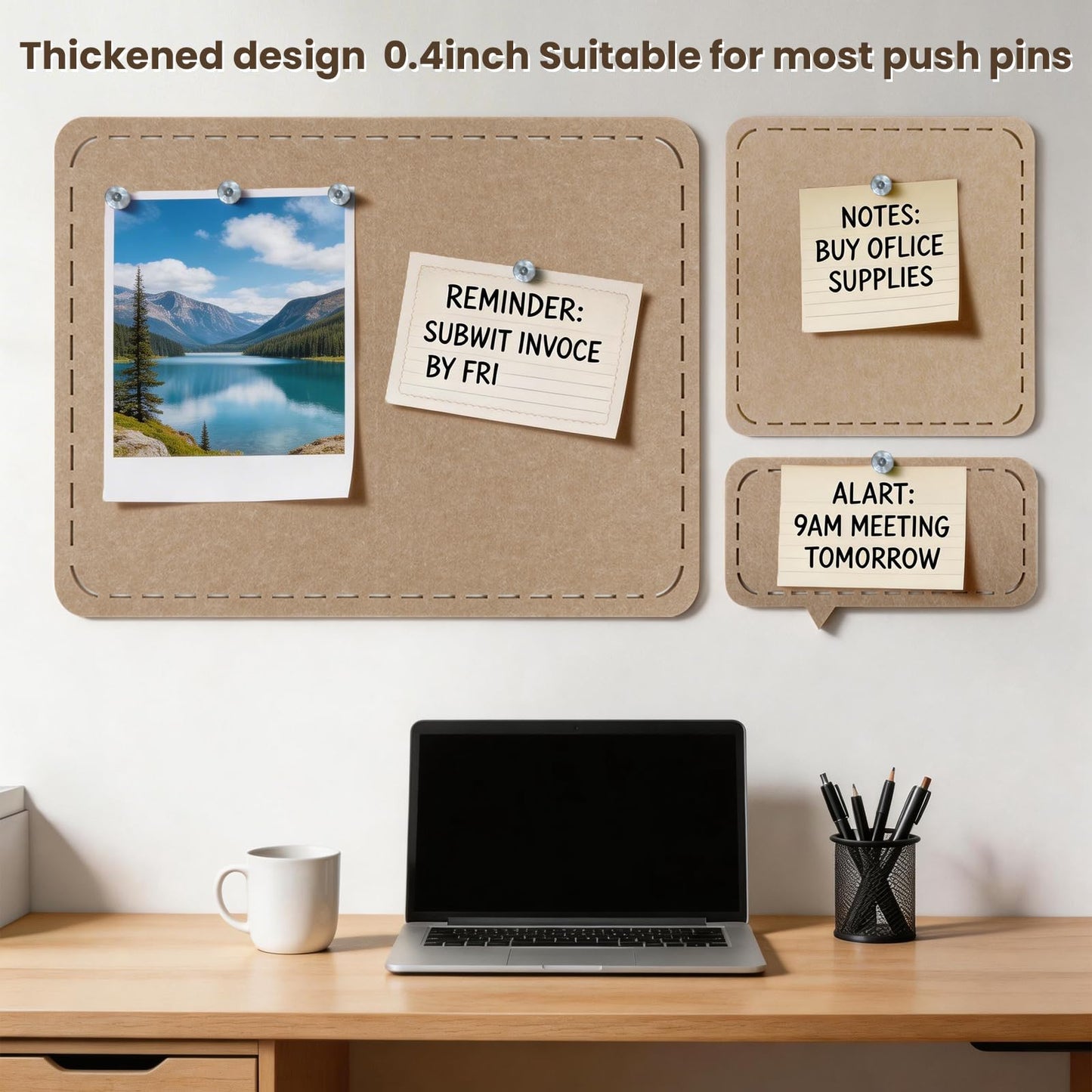 TOMAIX 47 x 24 Felt Bulletin Board Set, Self-Adhesive Background Display Board, Suitable for Office, Classroom, and Home Decoration, Can Be Used to Stick Notes, Photos, and Memos(Camel)
