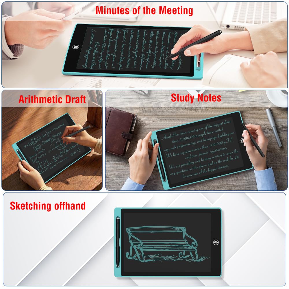 [2 Pack] [TIQUS] 10 Inch LCD Writing Tablet Pad Ewriter Electronic Board and MeMO Notes for and Adults at Home School and Office Thick Stylus Light Blue