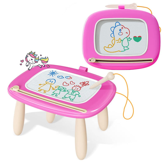 Kikidex Toddler Toys for 1-3 Years, Sturdy Magnetic Doodle Board, Reusable, No Mess, Educational Learning Toys for Kids Birthday (Rose)