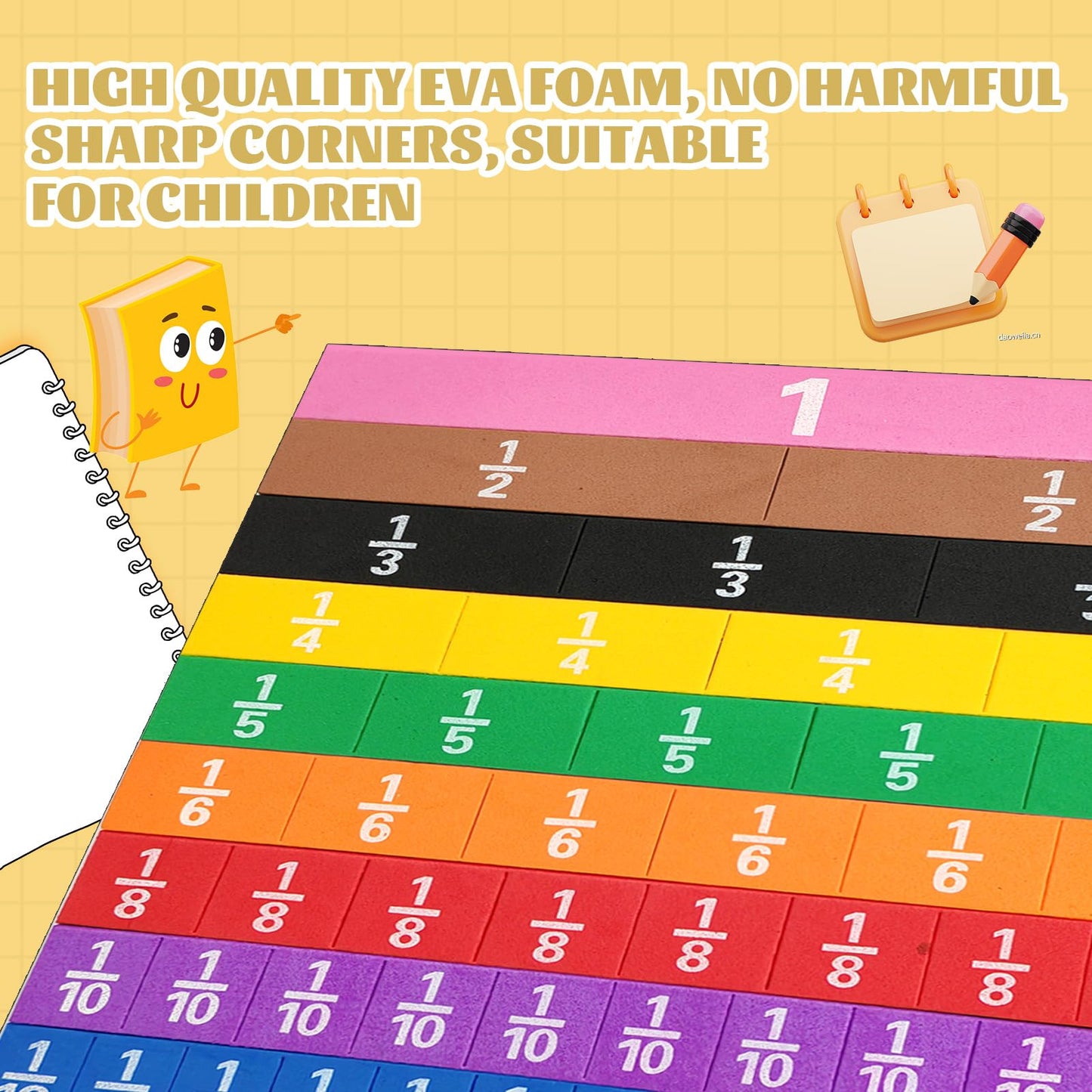 HEHIPLE Plastic Rainbow Fraction Tiles, Rainbow Montessori Math Materials, Fraction Set for Math Classroom Fractions Manipulatives Math Manipulatives for Home School Supplies