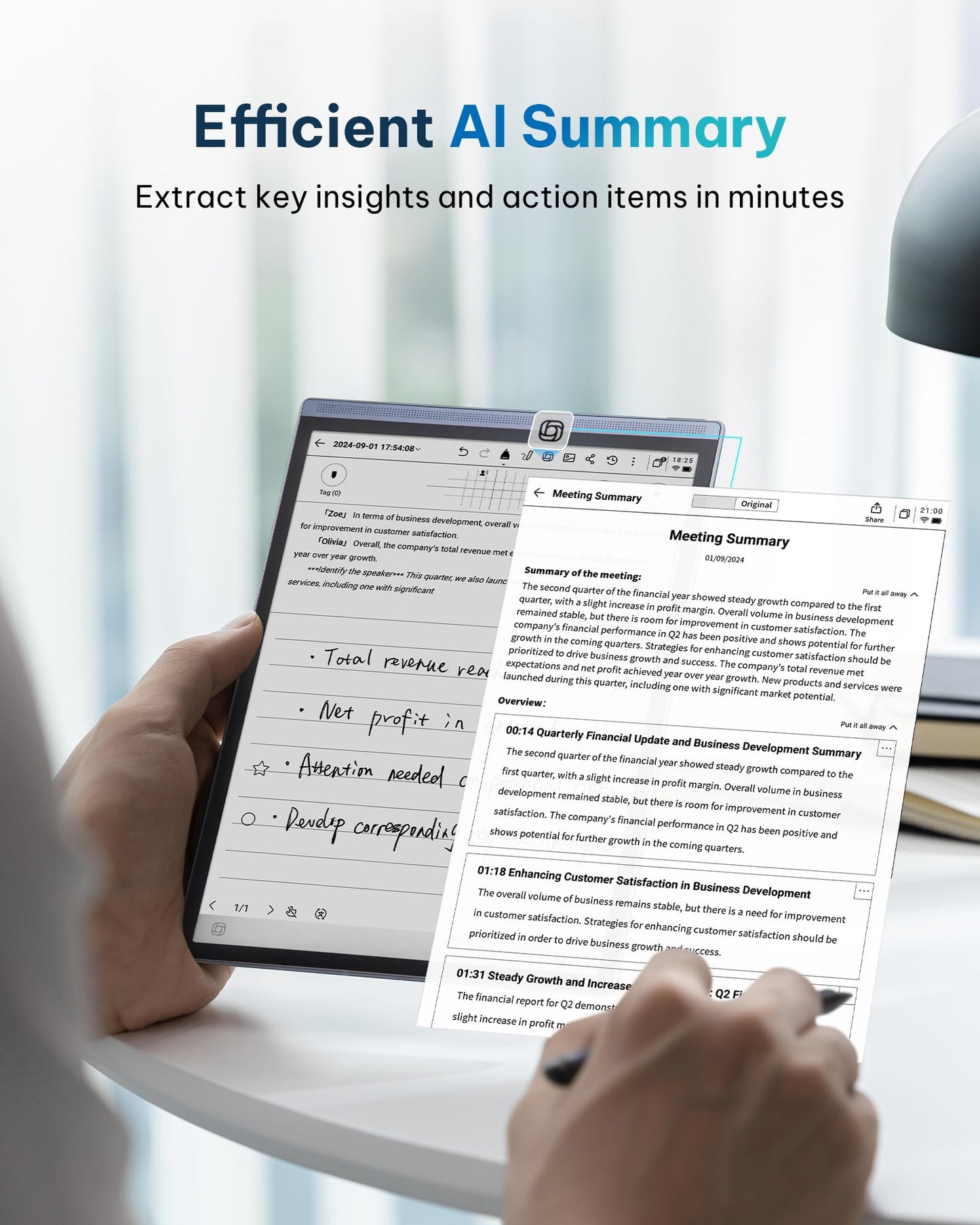 iFLYTEK AINOTE Air 2 Bundle with Blue Folio Case, 8.2-inch AI Paper Tablet Writing Tablet, Digital Notebook with Pen, Voice-to-Text Transcription, Multi-Languages Chatgpt Support
