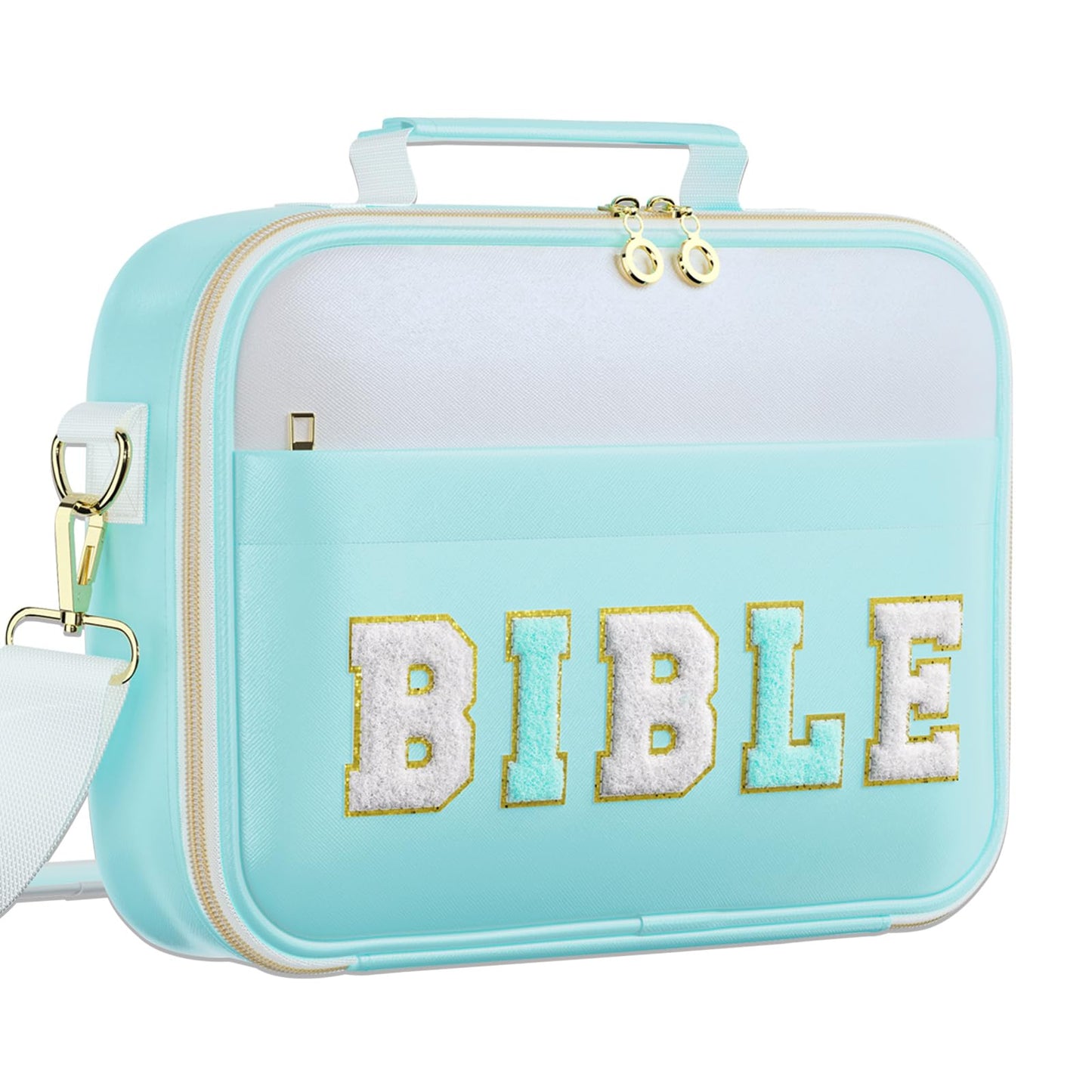 WOBAGMEN Bible Cover Case for Women,Large Leather Bible Book Covers with Bible Study Supplies, Bible Study Accessories Bible Journaling Kit,Blue Church Bag Christian Gifts for Women