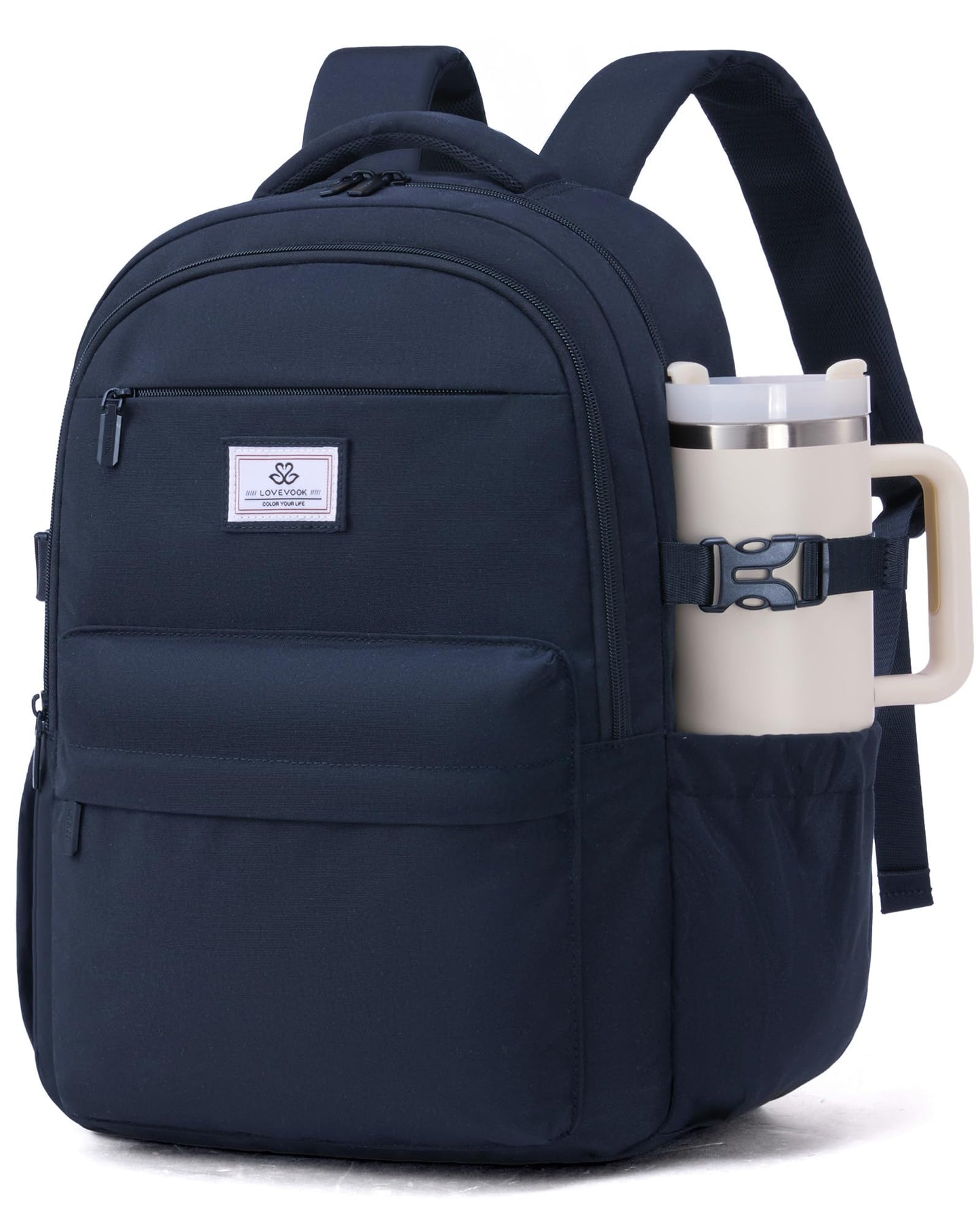 LOVEVOOK Laptop Backpack for Women Teens, 15.6" Computer Bag with 40oz Tumbler Buckle, College School Backpack,14 Pockets