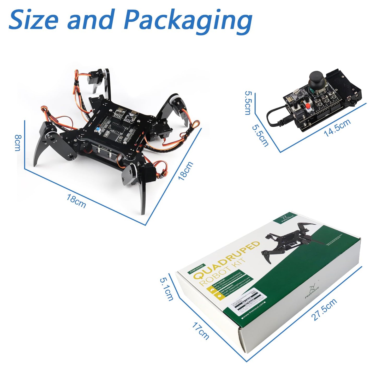 Freenove Quadruped Robot Kit with Remote (Compatible with Arduino IDE), Walking Crawling Twisting, App Remote Control, Servo STEM Project