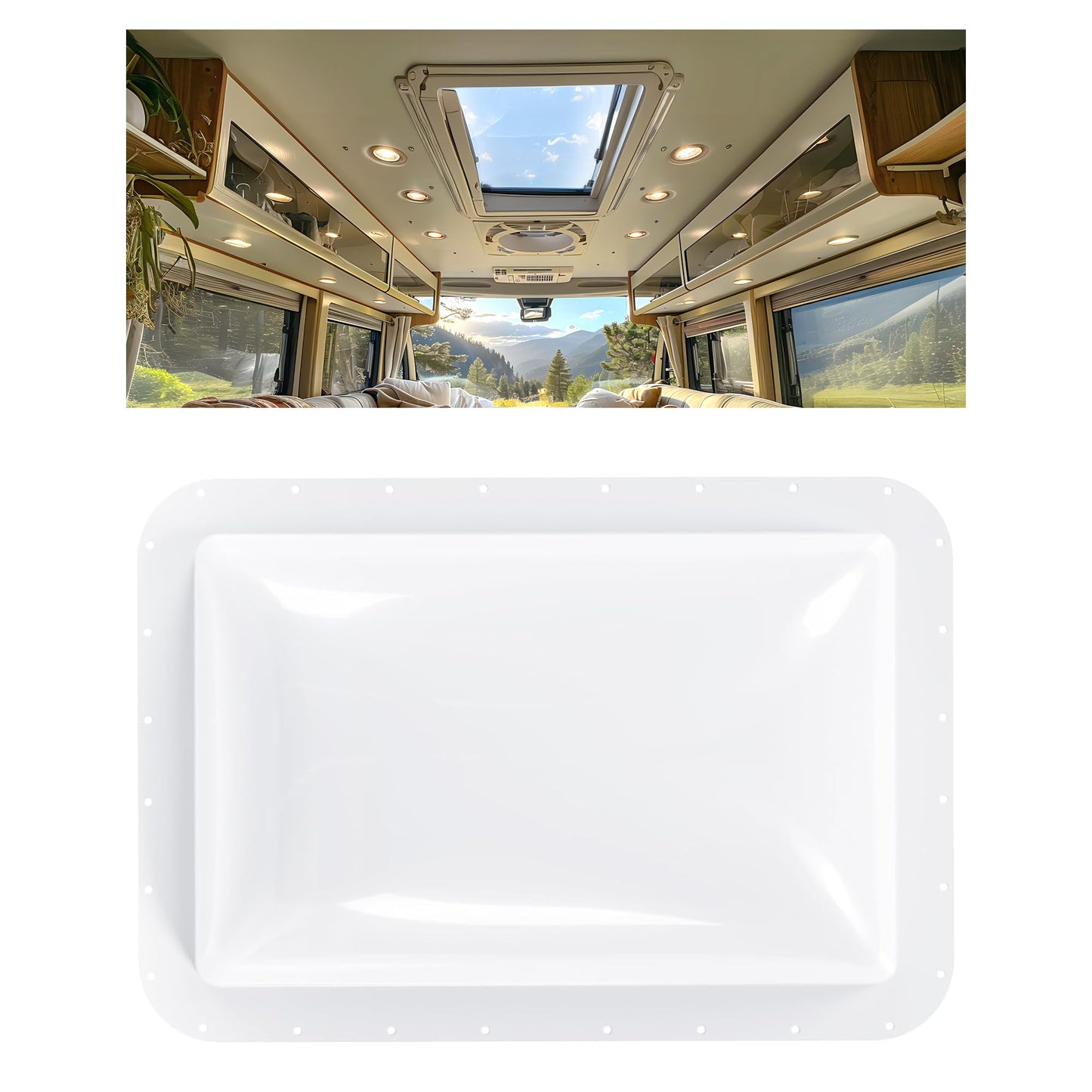 HECASA RV Skylight Replacement - 18in x 26in Polycarbonate Cover for 14in x 22in Openings - White - Model VC-LYAP-737-1