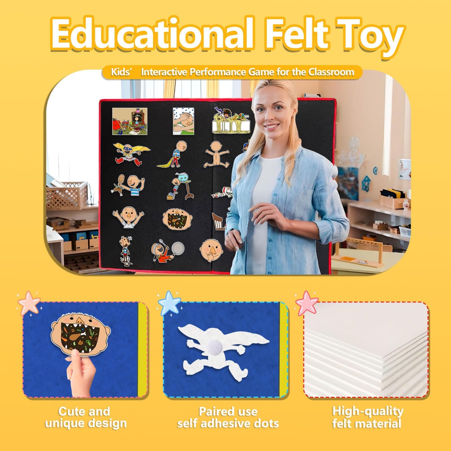 Thryvomniq No David Early Learning Interactive Play Kit Flannel Board Stories Preschool Storytelling Interactive Games Kindergarten Learning Felt Toys