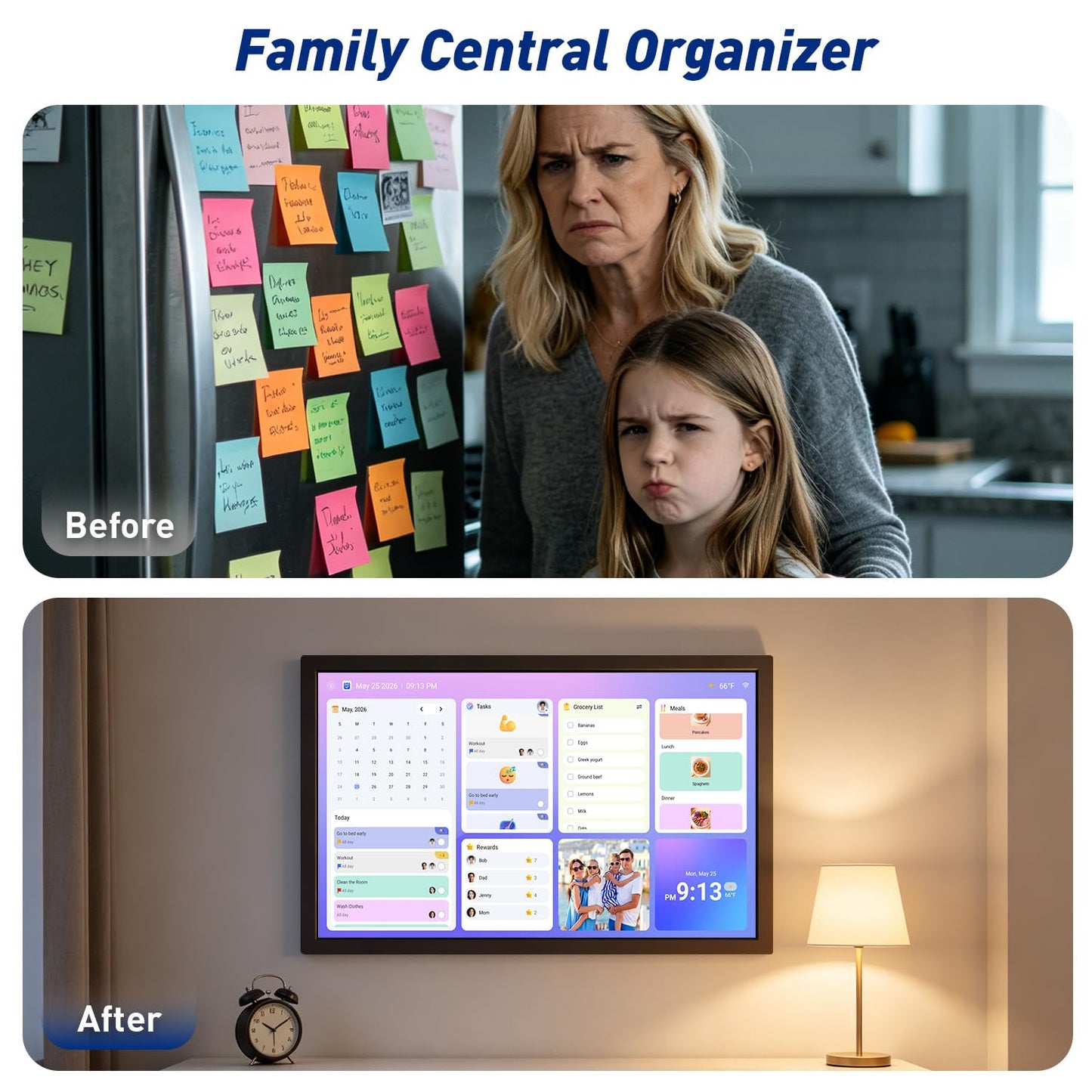 27" Smart Digital Calendar for-Family-Business-Planner - Electronic Wall Calendar for Business Chore Chart, Touchscreen Display for Family Schedules, Star Rewards, Desk Mountable, Gifts for Mom Dad