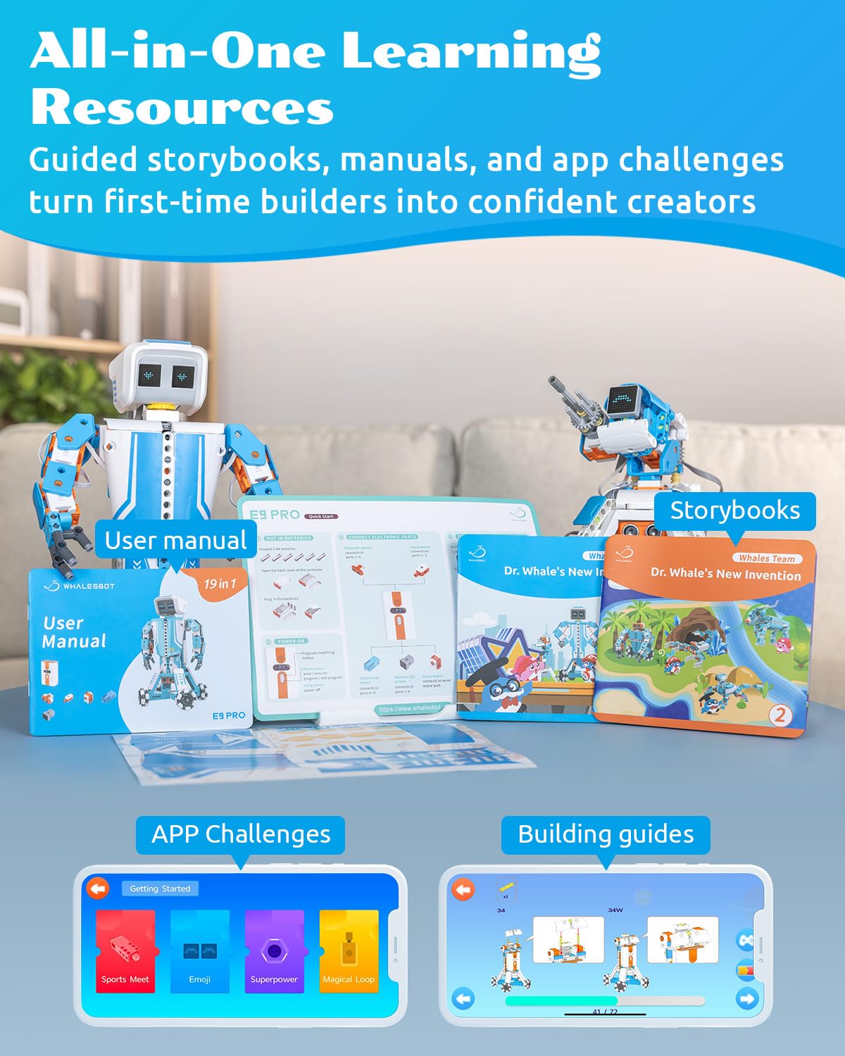WhalesBot E9 Pro Robot Engineering Building Kit for Educators with 12 Servo Motor Joints, Learn Scratch & Python Programming, STEM Educational Science Kits for Teens Boys & Girls 12-18