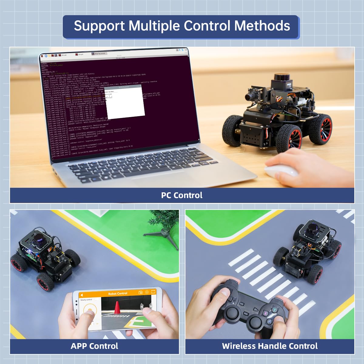 ROS2 Robot Car for RaspberryPi ChatGPT Large AI Model Programmable AI Vision Robot Ackermann Chassis SLAM Mapping Auto Driving Voice Control, Python Robotic for Adult, MentorPi A1 Starter & RPi5 4G