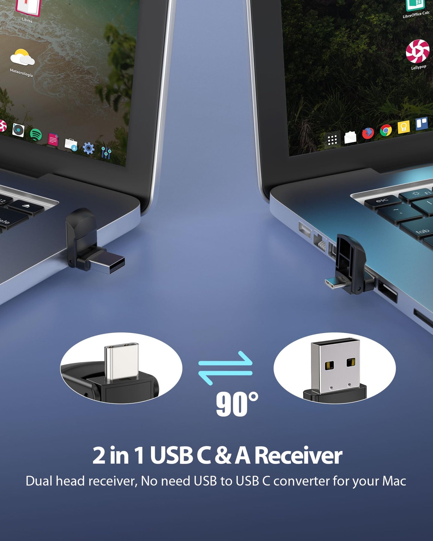 2-in-1 USB Type C Presentation Clicker Wireless Presenter Remote Clicker for PowerPoint Presentations with Clicker, RF 2.4GHz USB C PowerPoint Clicker Slide Advancer for Computer/Mac/Laptop