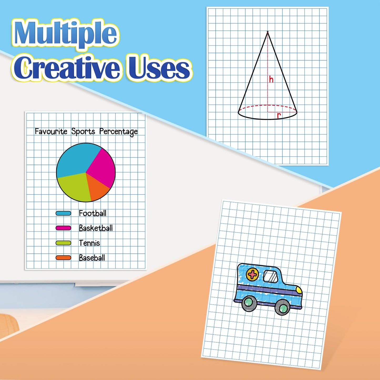 Aizweb Giant Magnetic Graph Paper,Dry Erase Grid Graphing for Classroom Whiteboard Accessories,Chart Paper Teacher Must Have Homeschool Teaching Supplies,Teacher Essential,21.5" x 16.5"