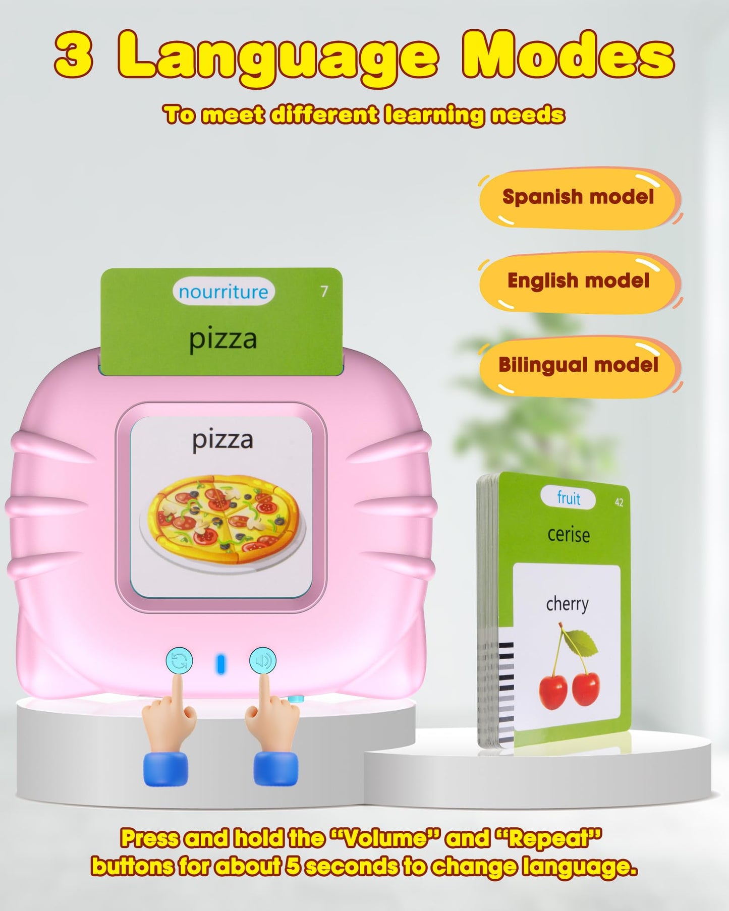510 Words French Flash Cards for Kids, Toddler Learning Resources Toy, Autism Sensory Toys for Autistic Children Aged 2-4 Pink (French/English/Bilingual)
