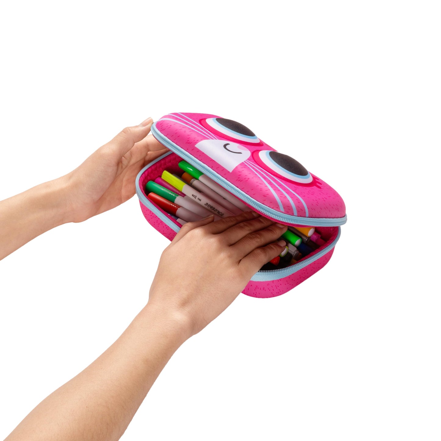 ZIPIT Kitty Pencil Box for Girls, Large Capacity Cute Pencil Case for School, Stationery Organizer Box
